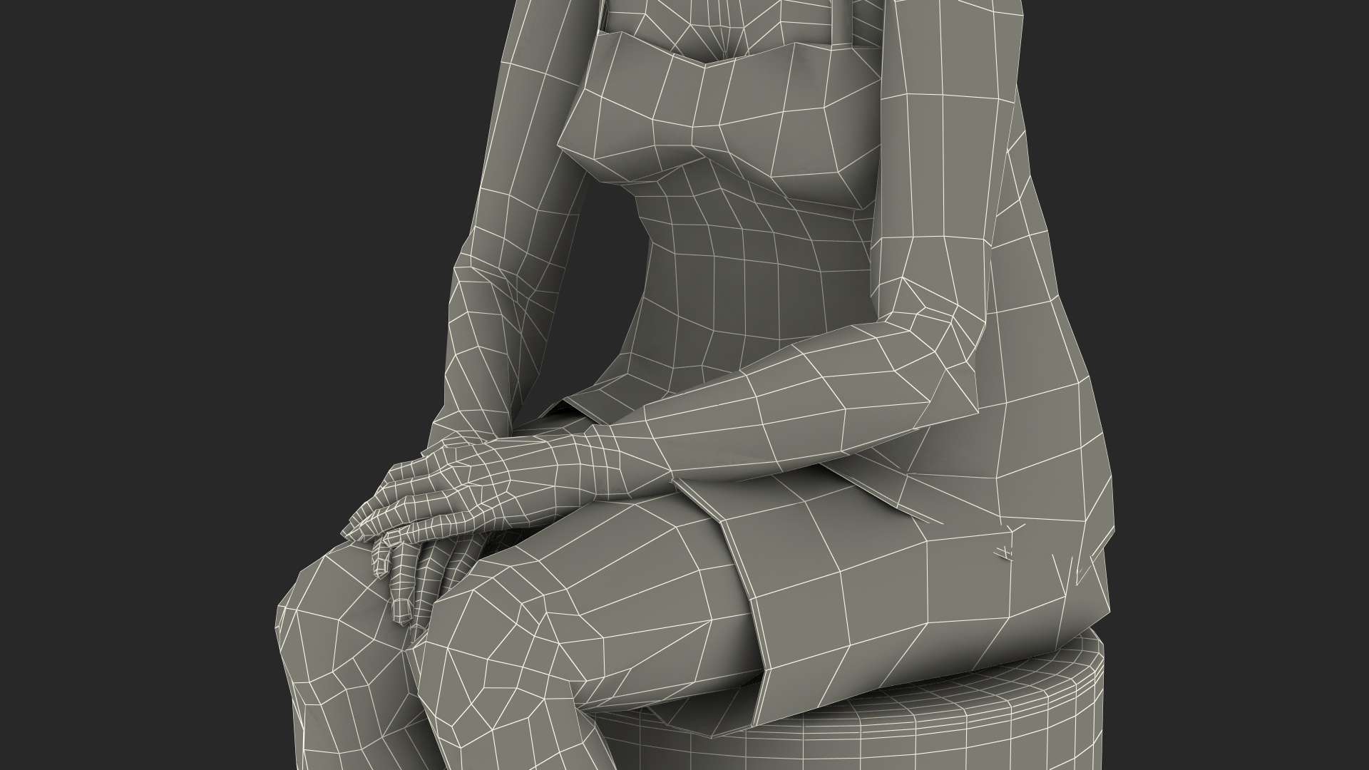 Afro American Old Lady in Sleeping Suit Sitting 3D