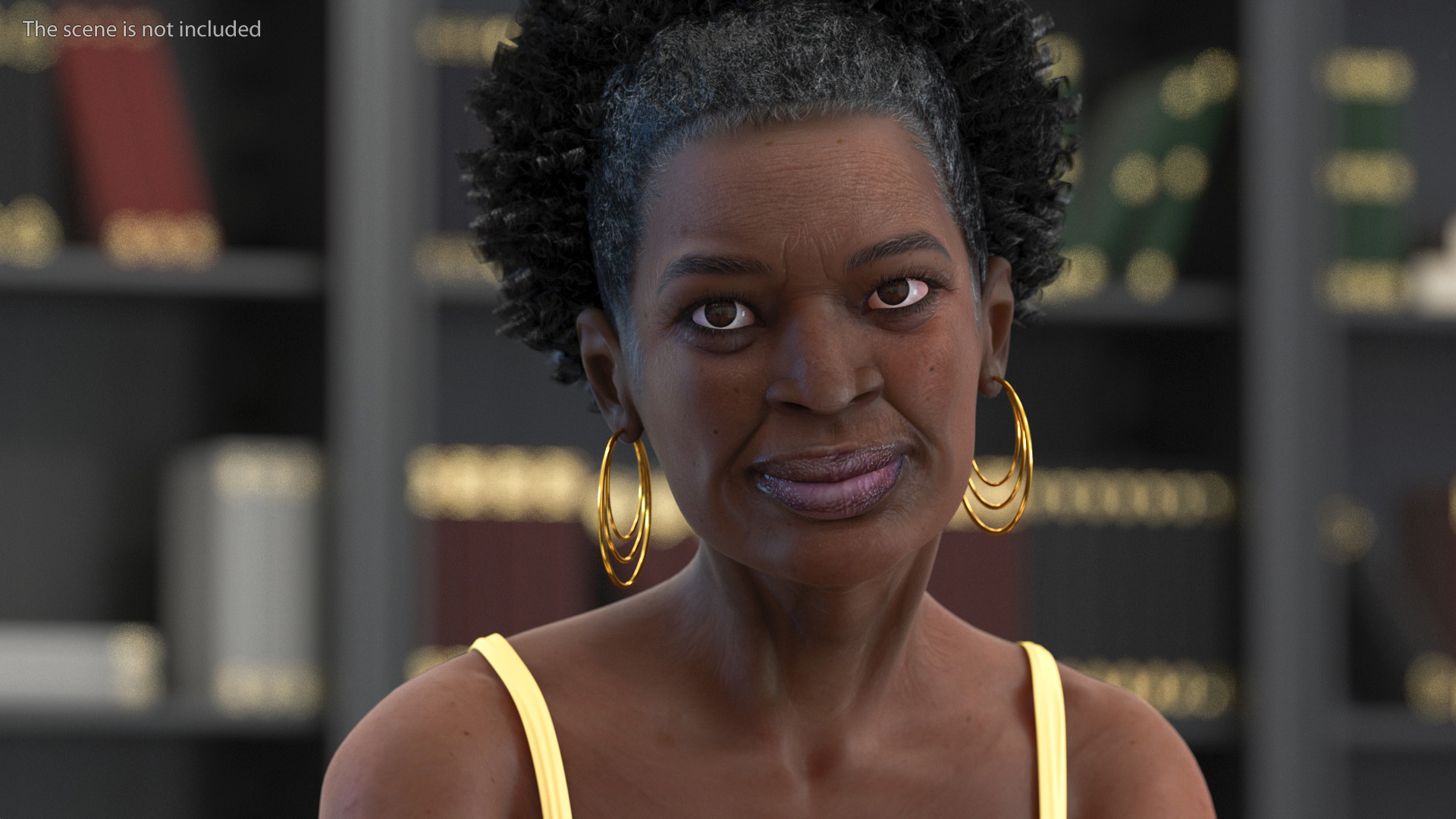 Afro American Old Lady in Sleeping Suit Sitting 3D
