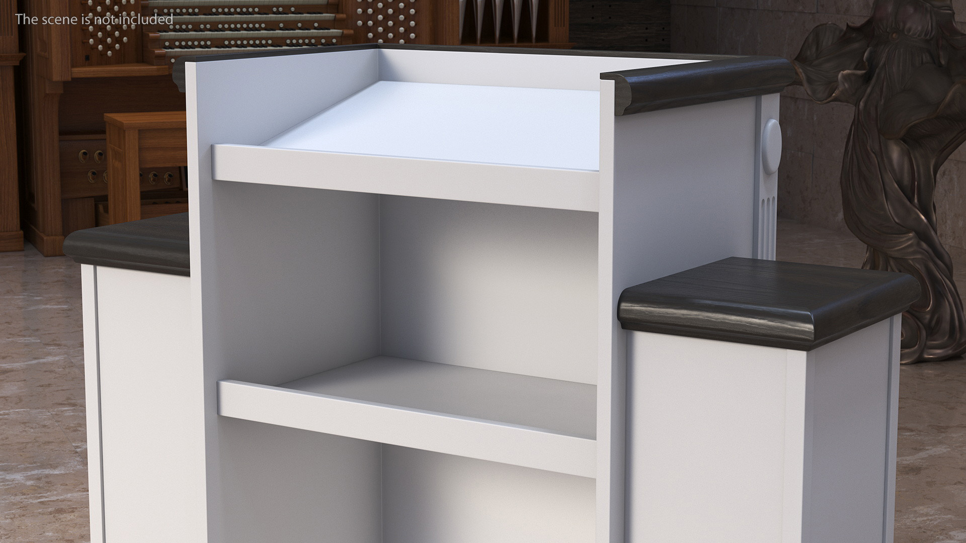 3D model White Church Podium with Cross