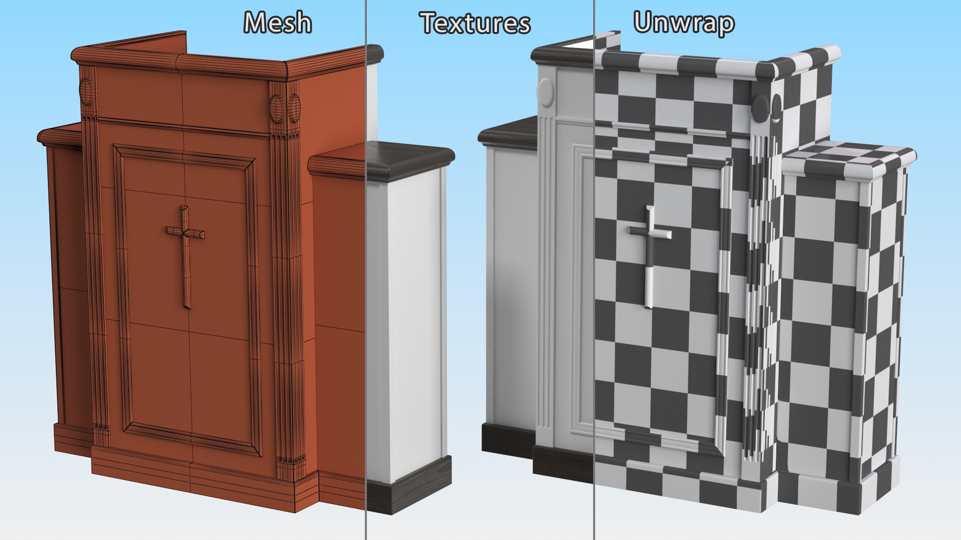 3D model White Church Podium with Cross
