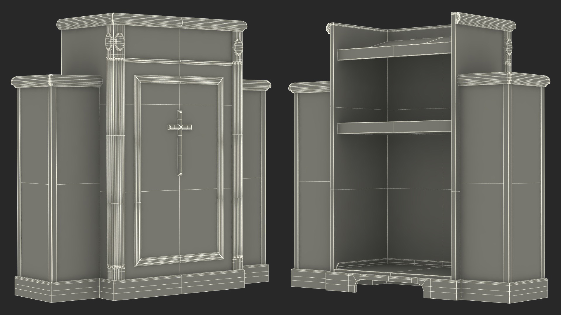 3D model White Church Podium with Cross