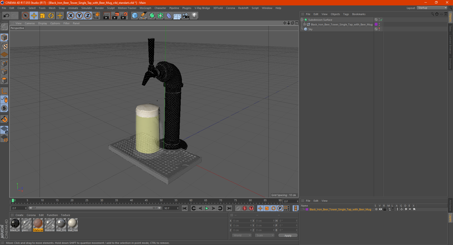 3D Black Iron Beer Tower Single Tap with Beer Mug