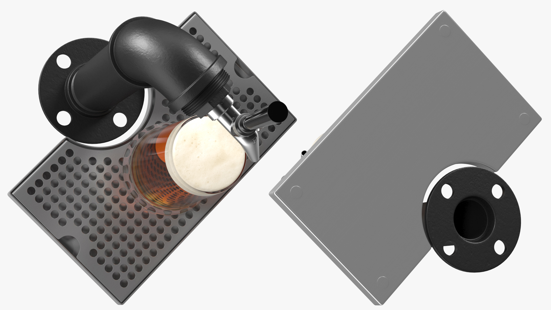 3D Black Iron Beer Tower Single Tap with Beer Mug