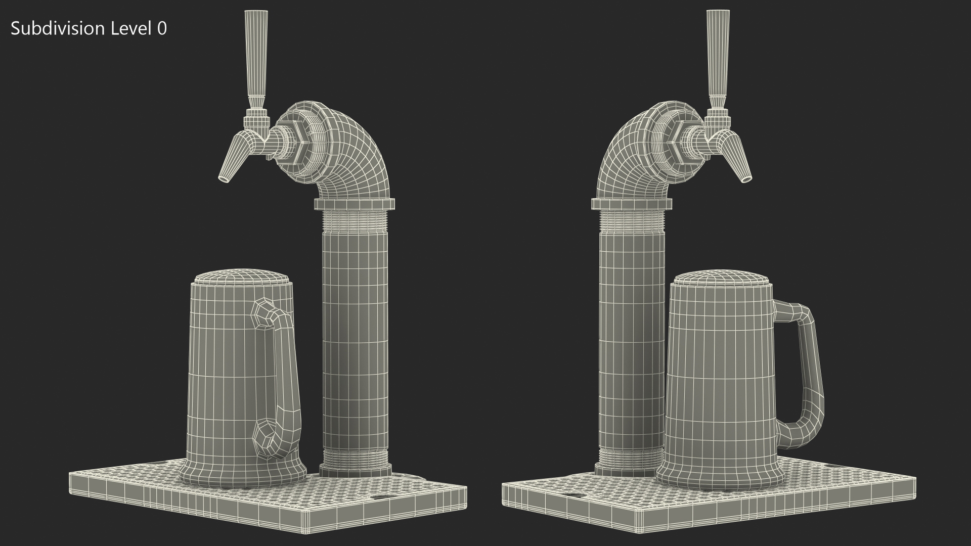 3D Black Iron Beer Tower Single Tap with Beer Mug