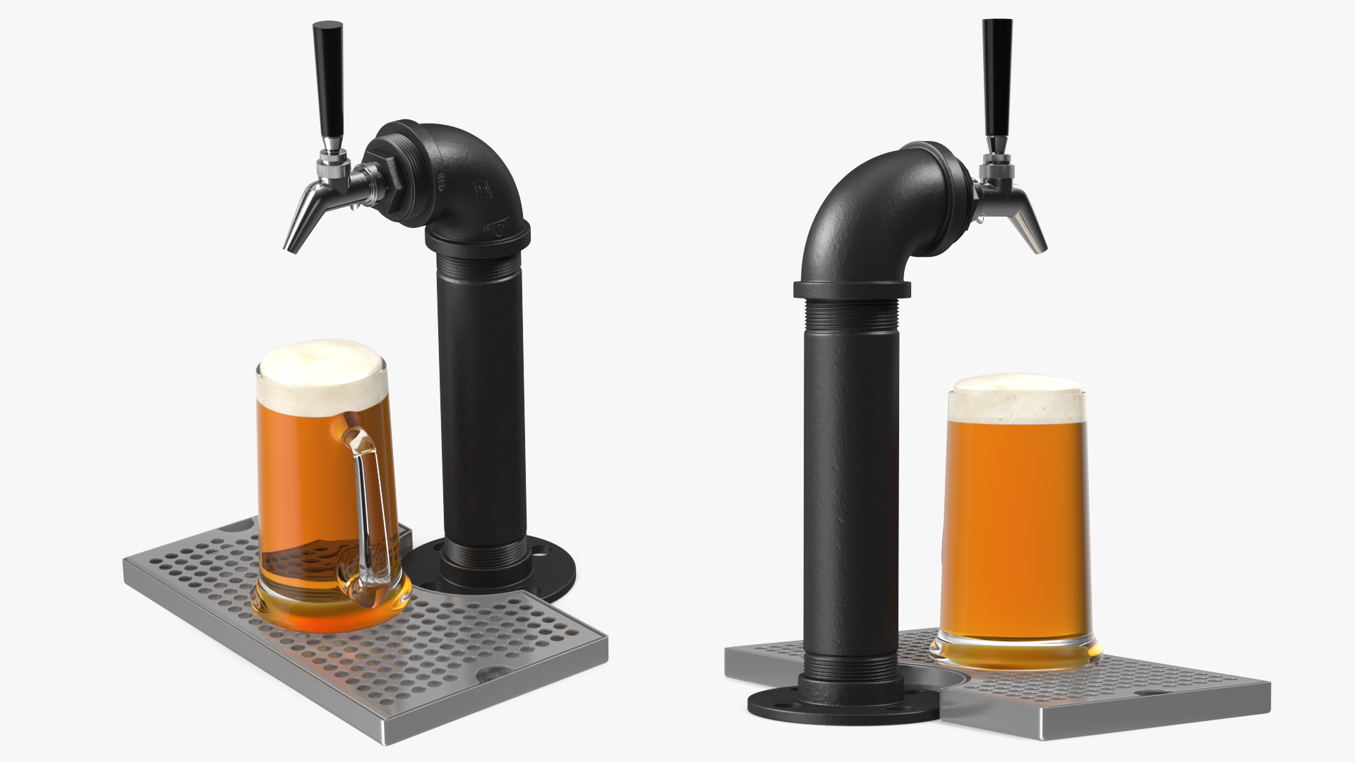 3D Black Iron Beer Tower Single Tap with Beer Mug