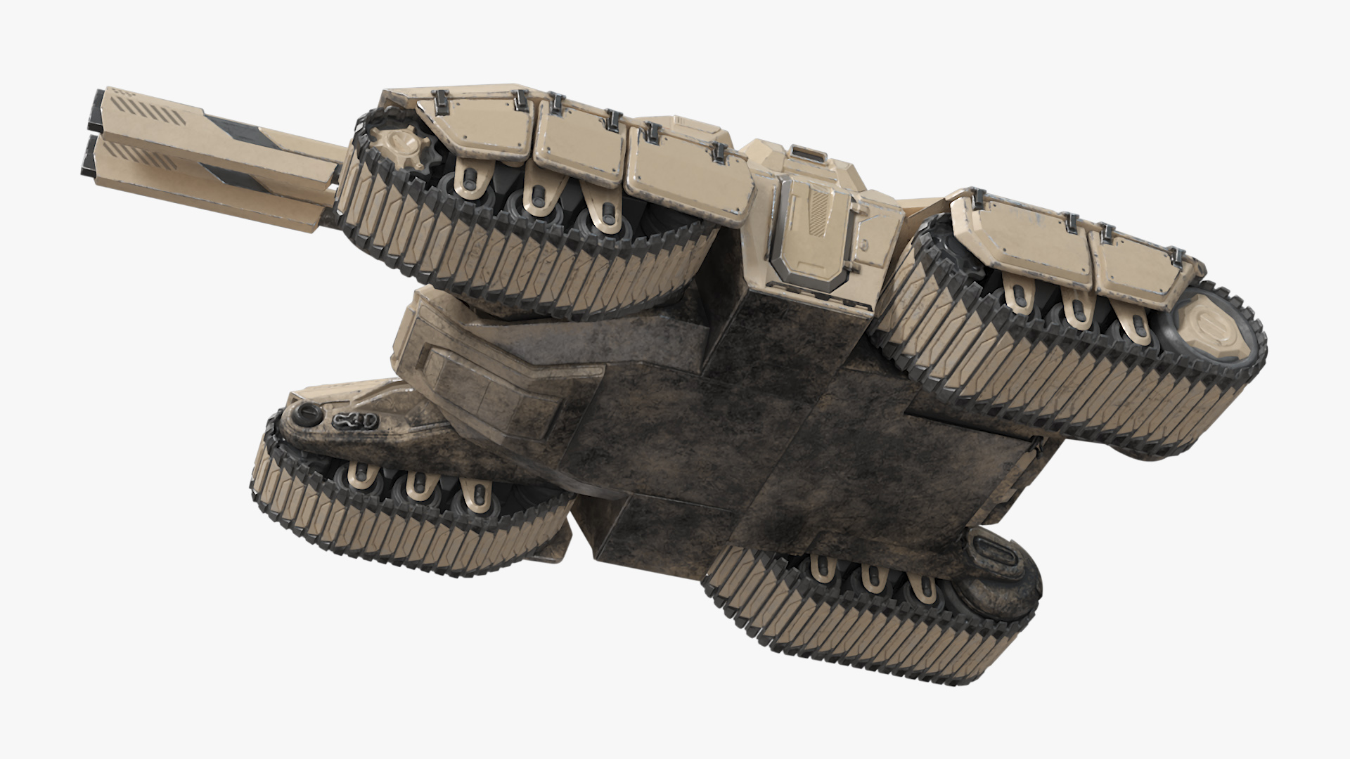 Sci Fi Artillery Battle Tank Sand Color 3D model