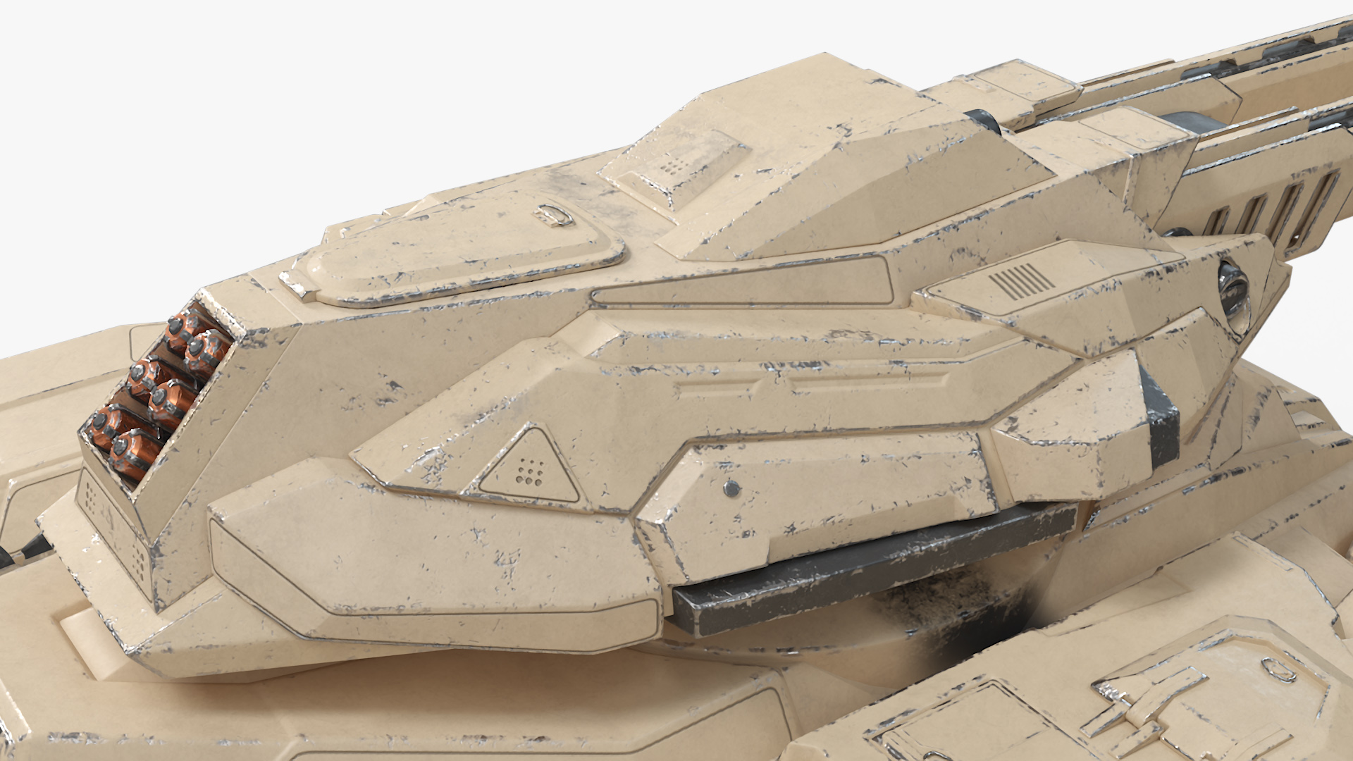 Sci Fi Artillery Battle Tank Sand Color 3D model