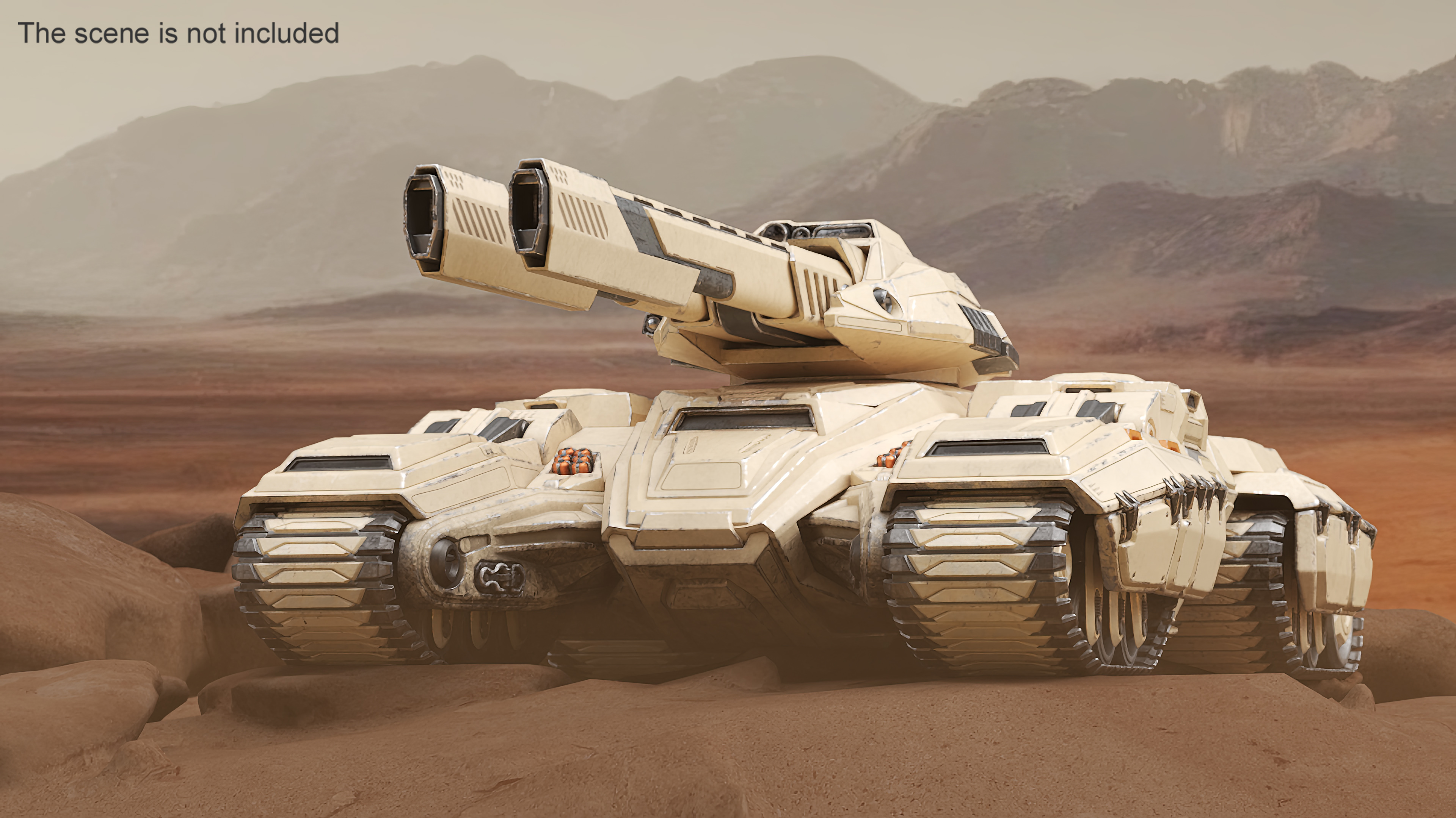 Sci Fi Artillery Battle Tank Sand Color 3D model