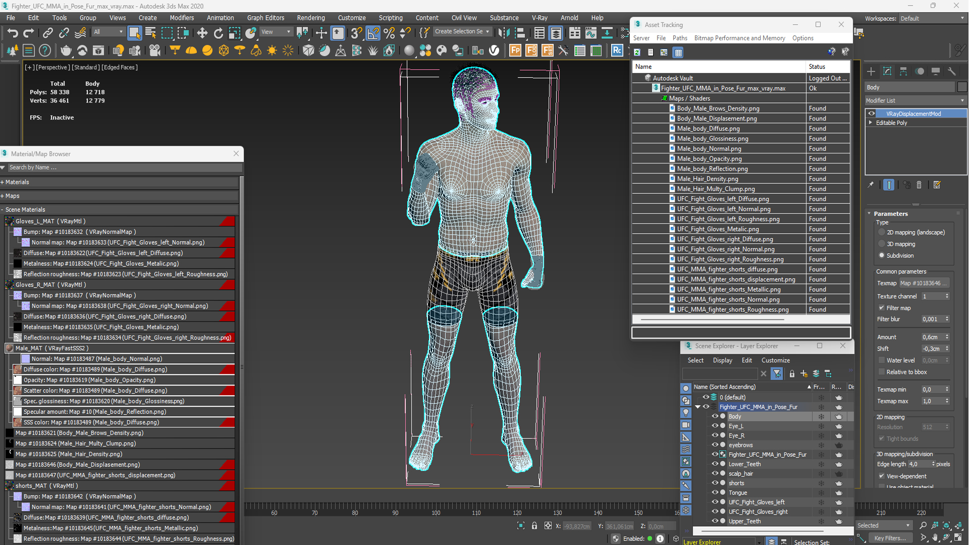 Fighter UFC MMA in Pose Fur 3D