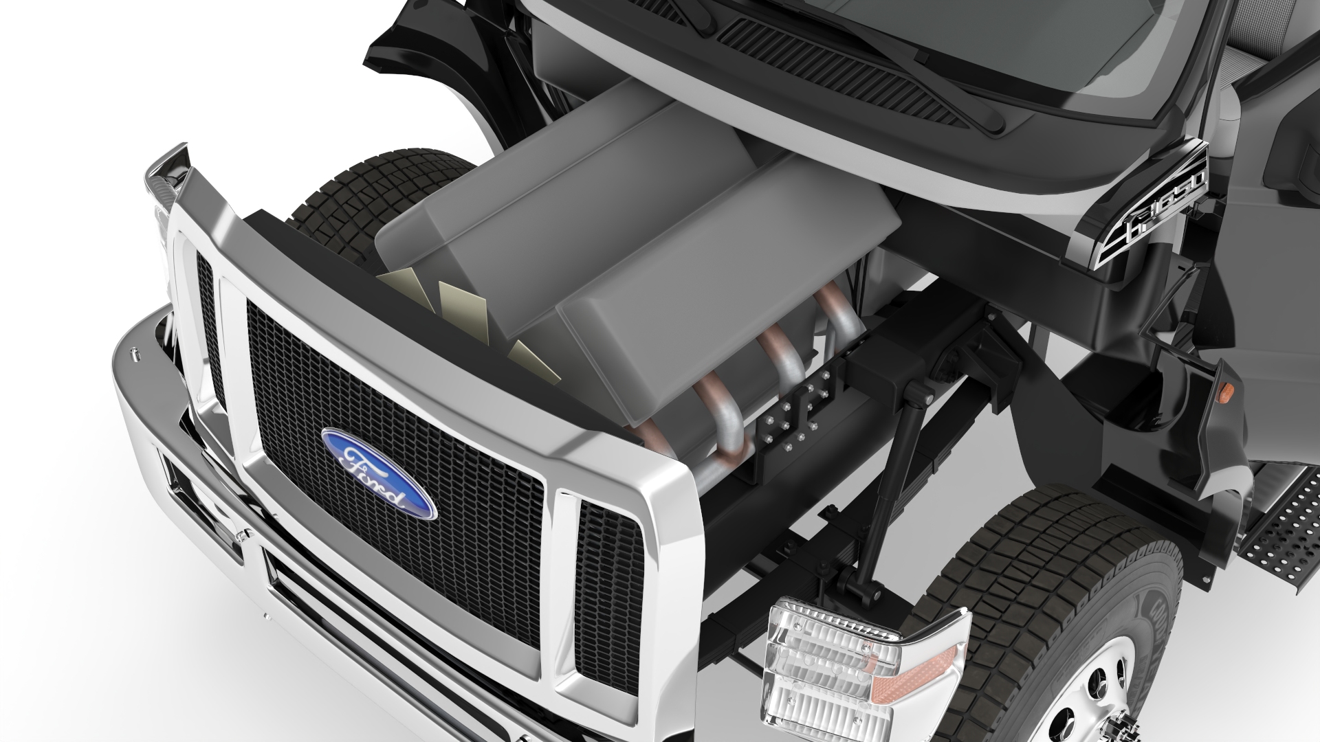 Ford F650 Crew Cab and Fifth Wheel 3D model