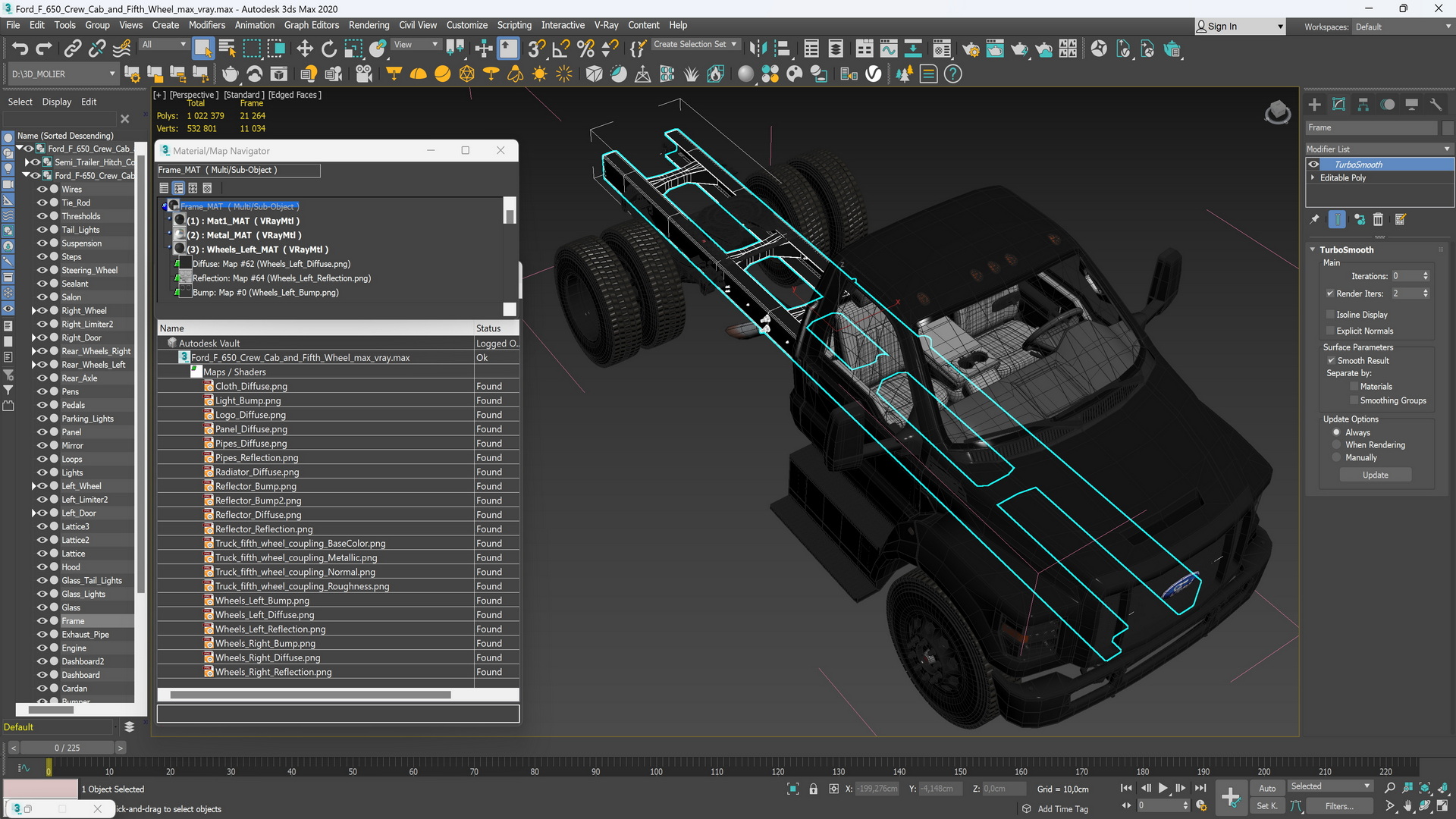 Ford F650 Crew Cab and Fifth Wheel 3D model
