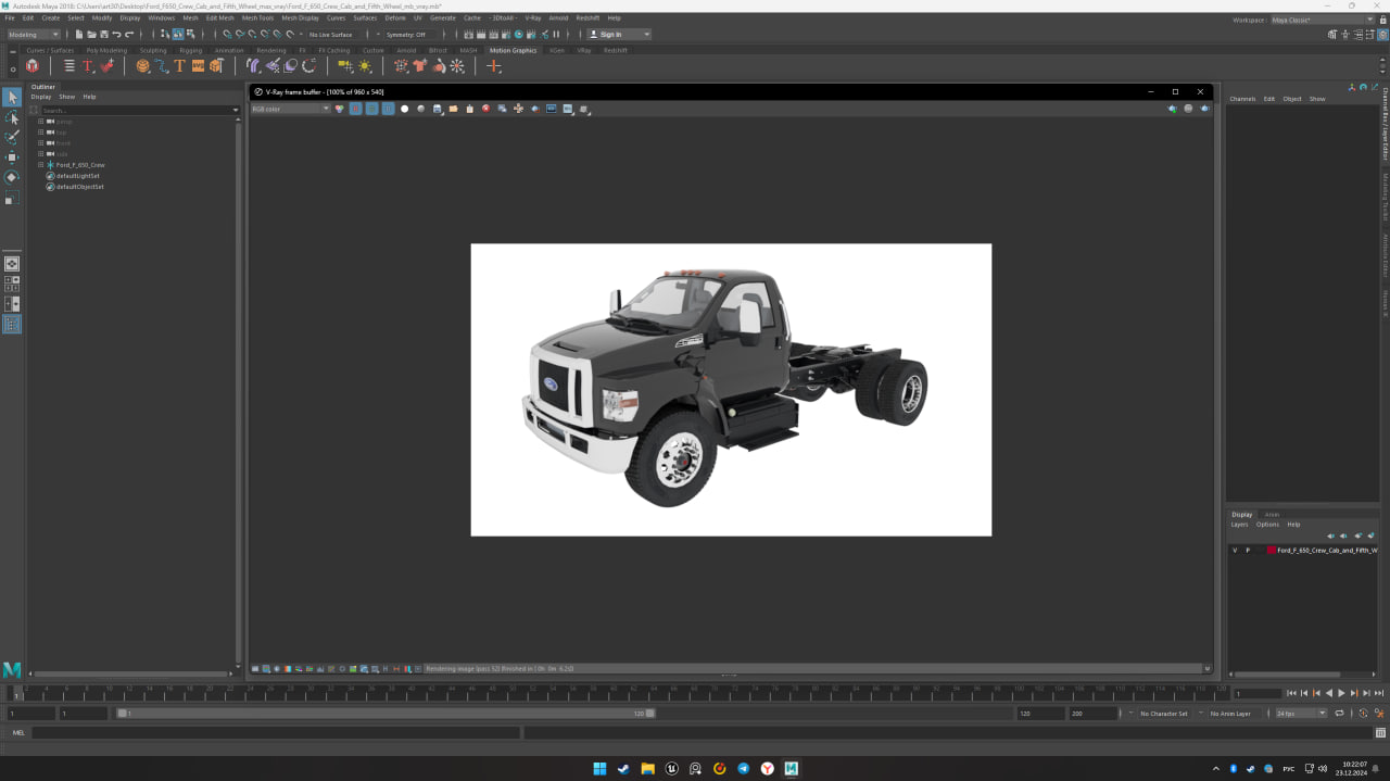 Ford F650 Crew Cab and Fifth Wheel 3D model