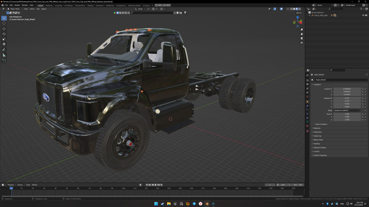 Ford F650 Crew Cab and Fifth Wheel 3D model