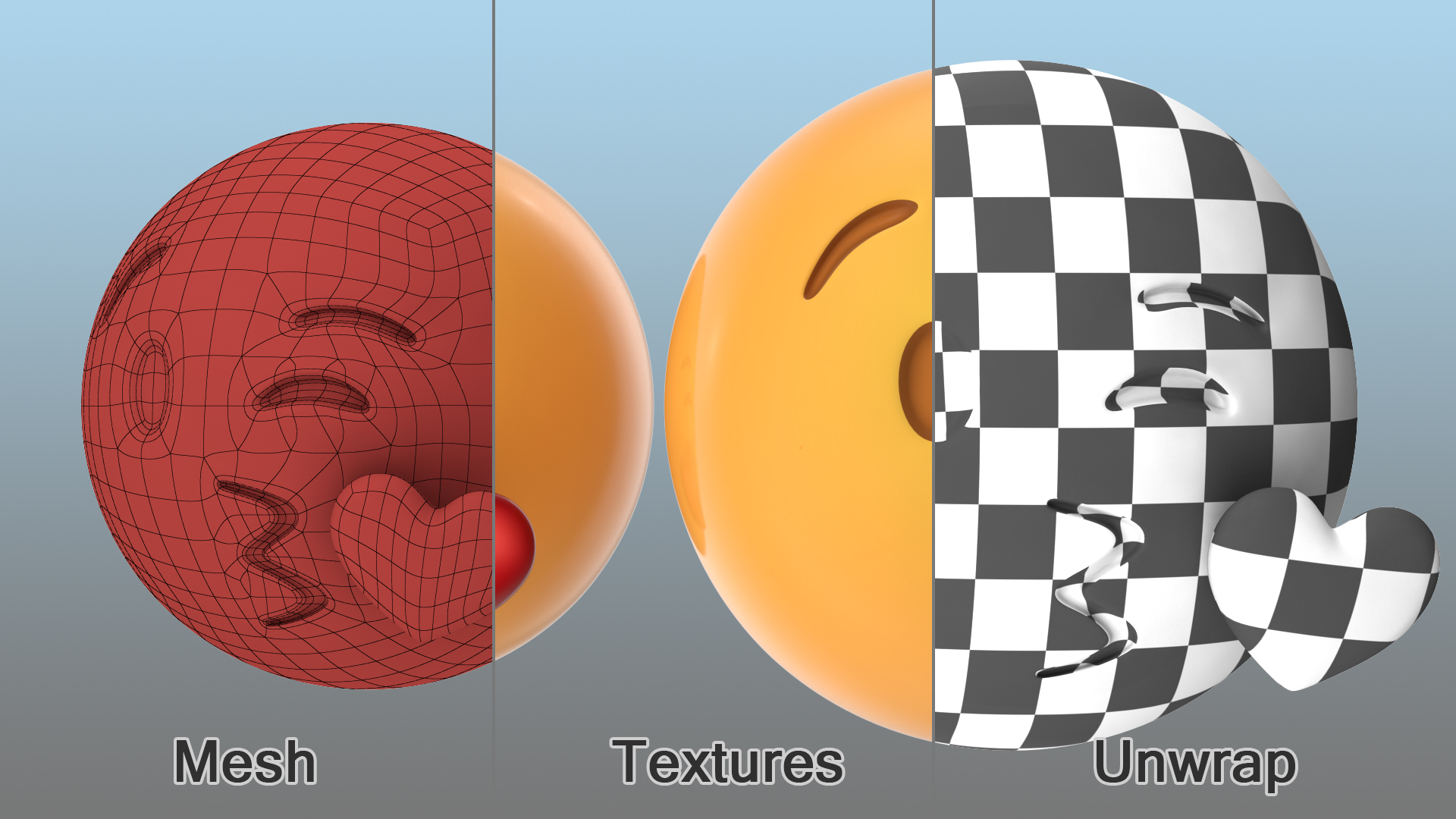 3D Kiss With Heart Emoji