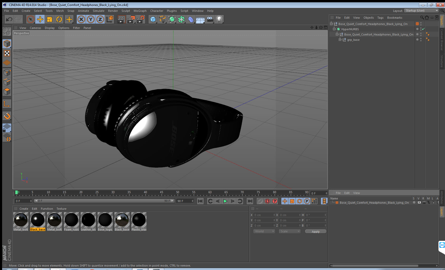 Bose Quiet Comfort Headphones Black Lying On 3D model