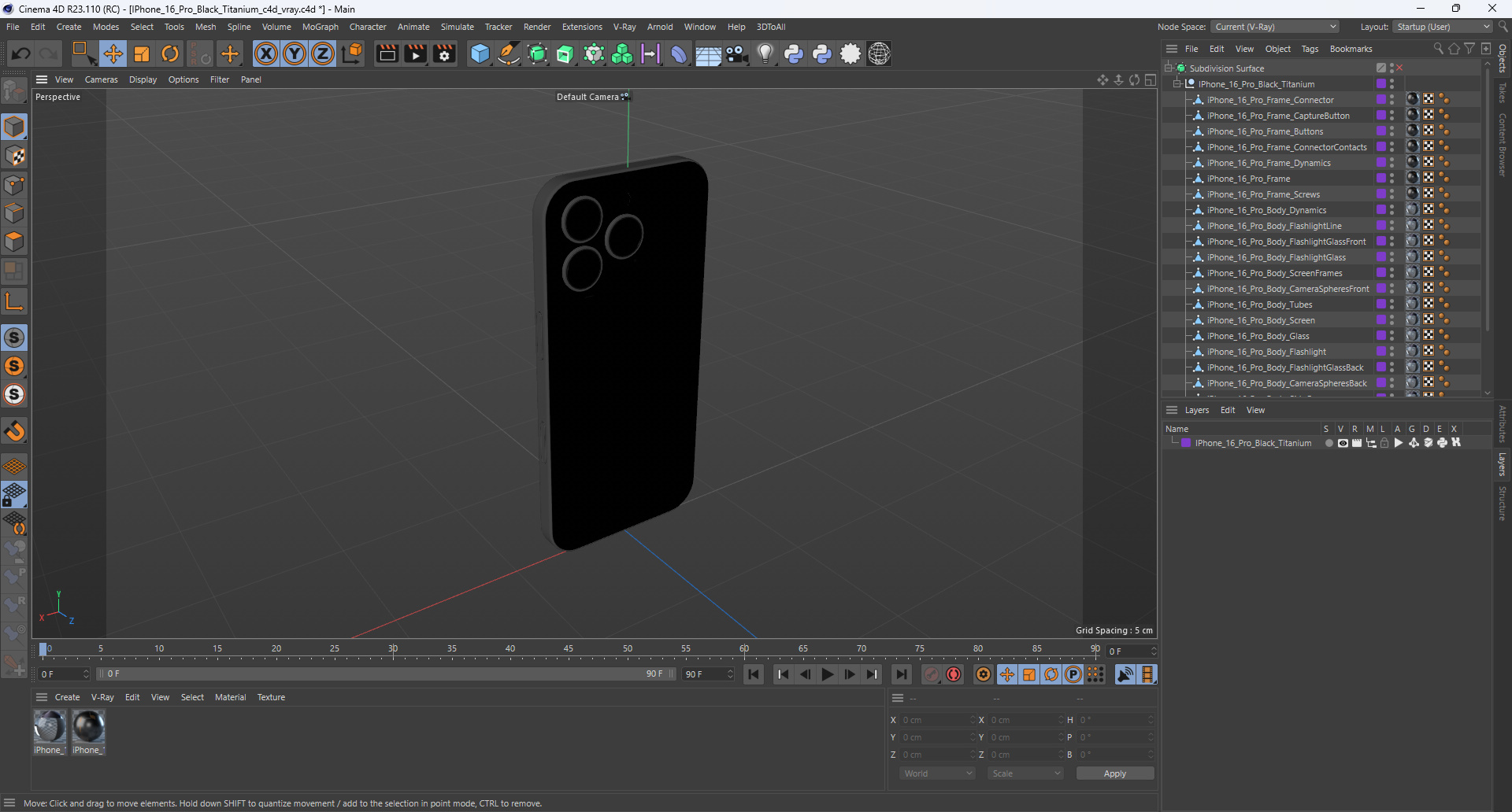 3D IPhone 16 Pro Black Titanium model