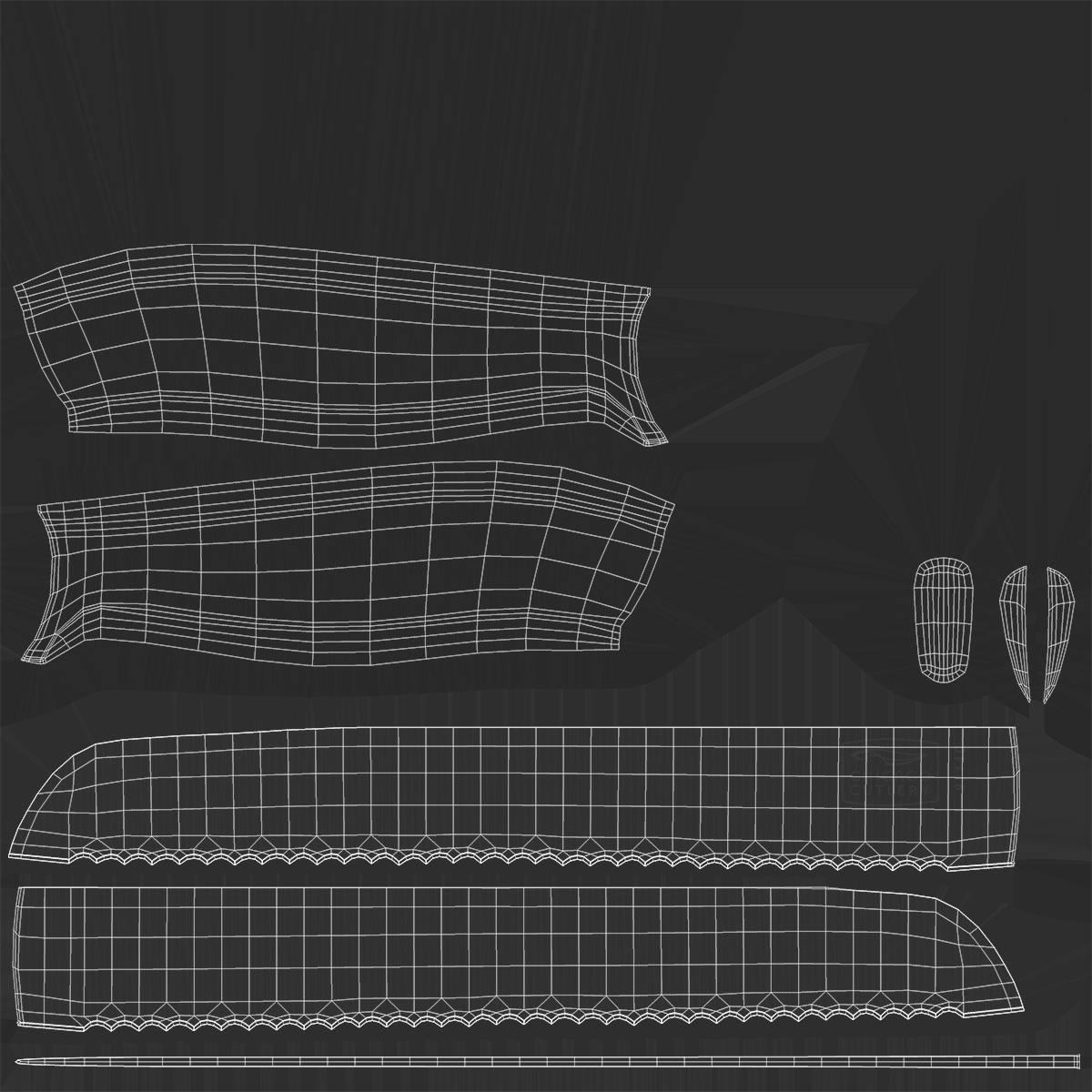 Kitchen Steel Knives Set 3D model