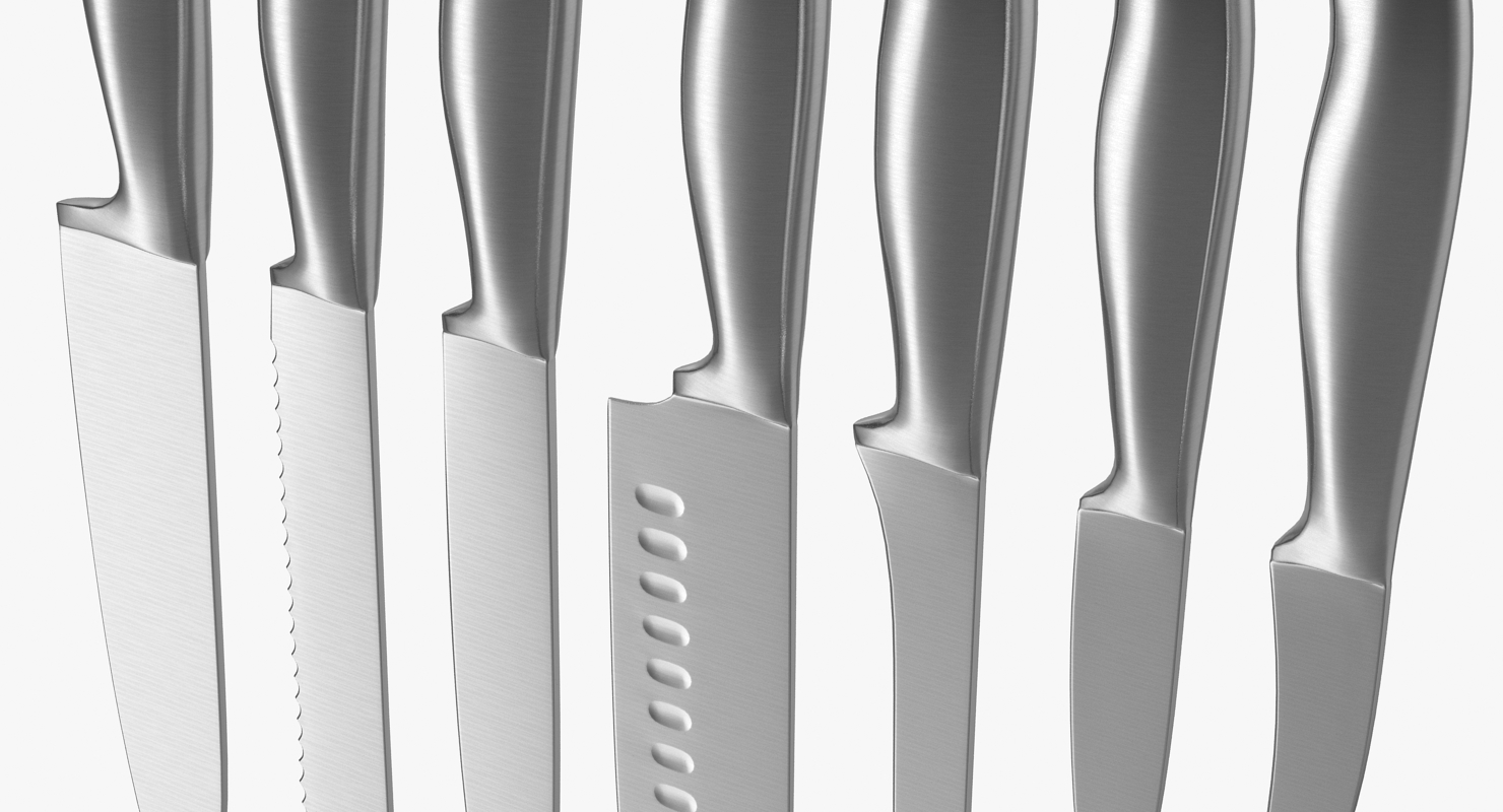 Kitchen Steel Knives Set 3D model