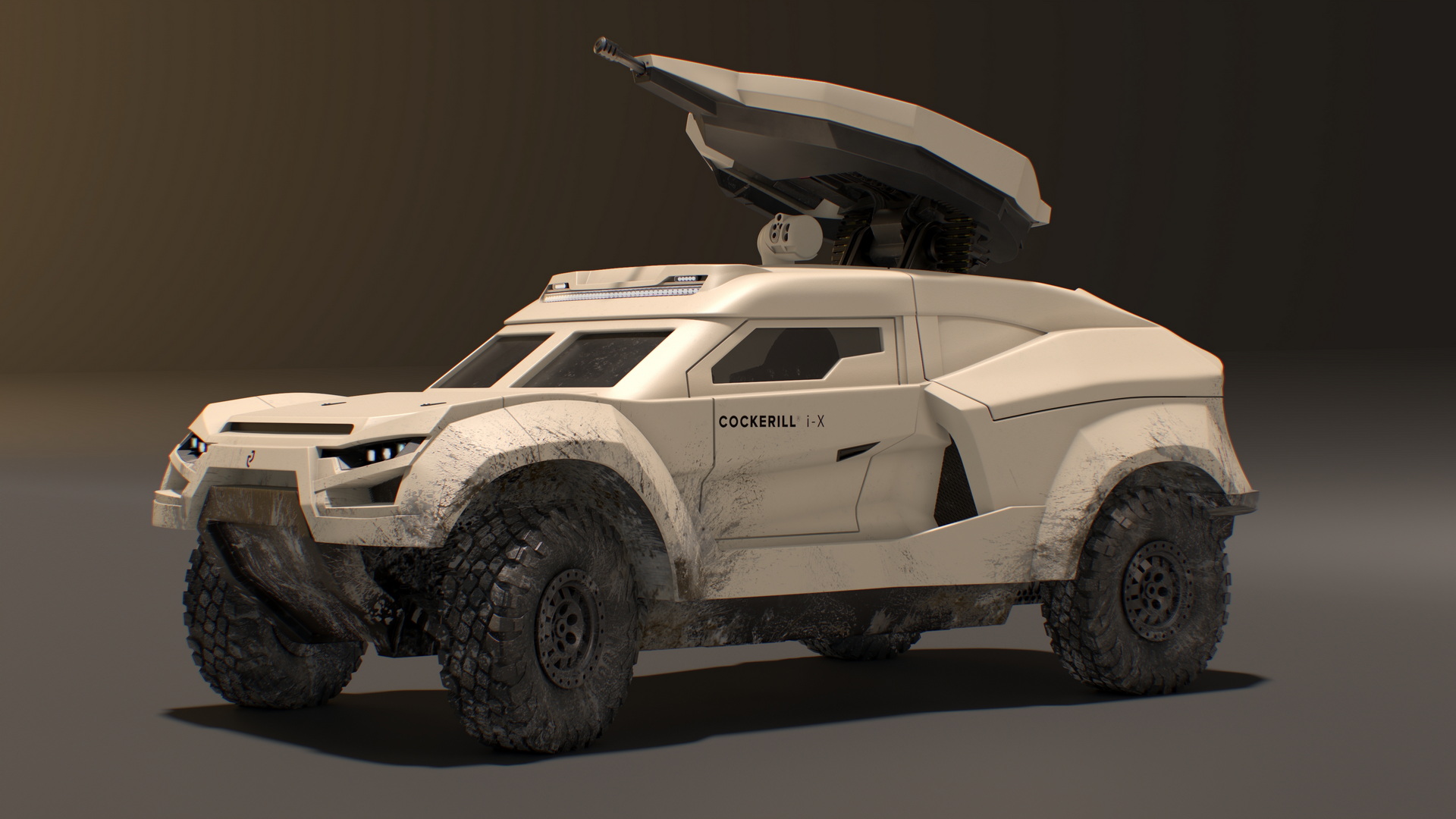 3D Cockerill I-X Armored Car Dirty Rigged model