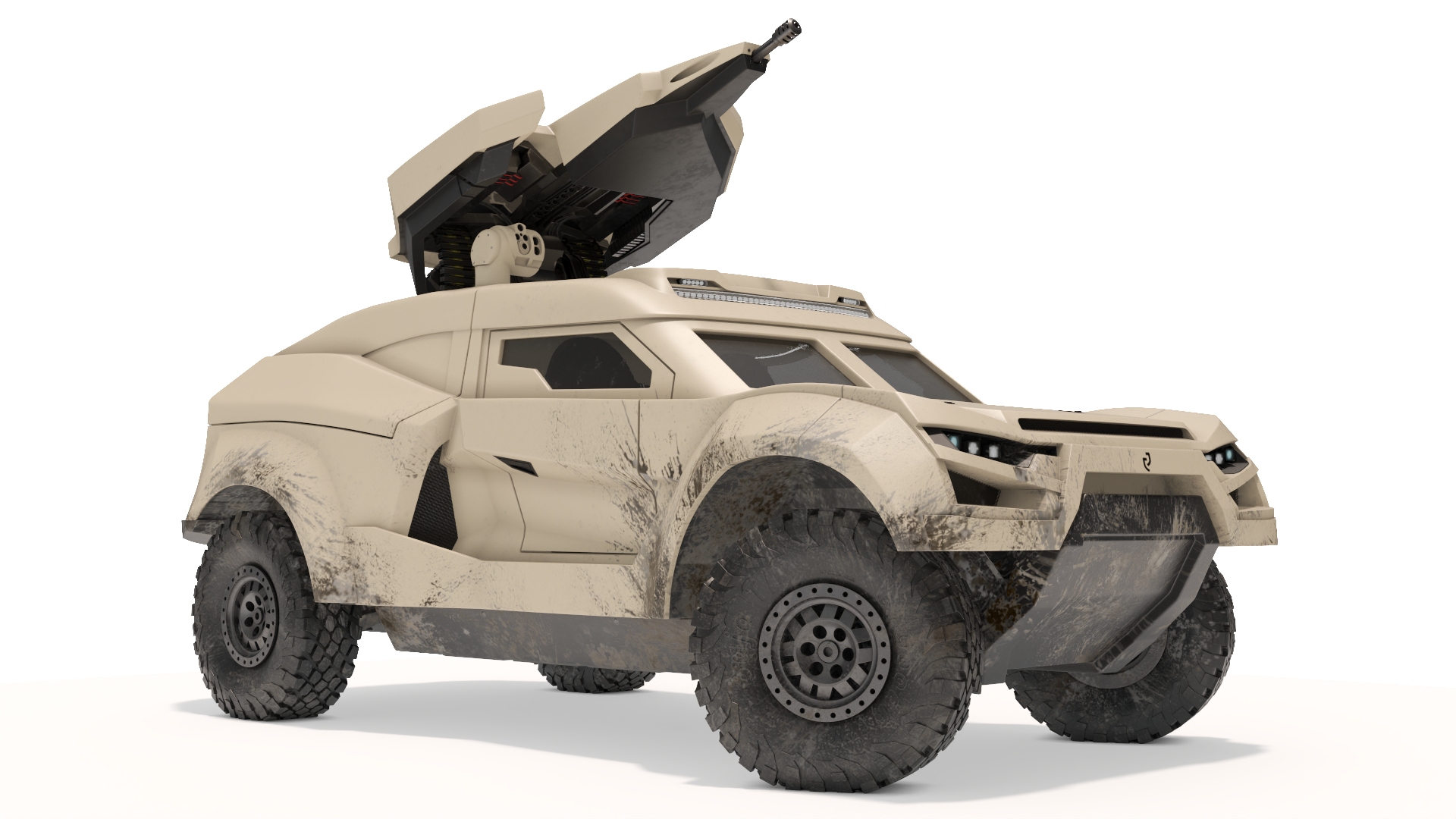 3D Cockerill I-X Armored Car Dirty Rigged model
