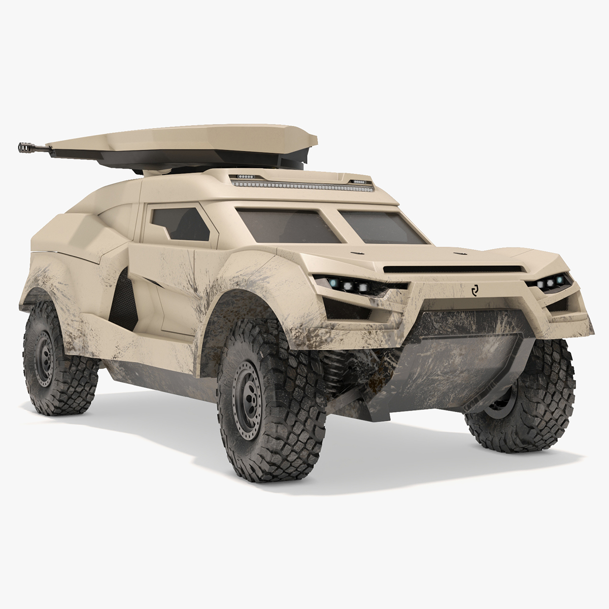 3D Cockerill I-X Armored Car Dirty Rigged model
