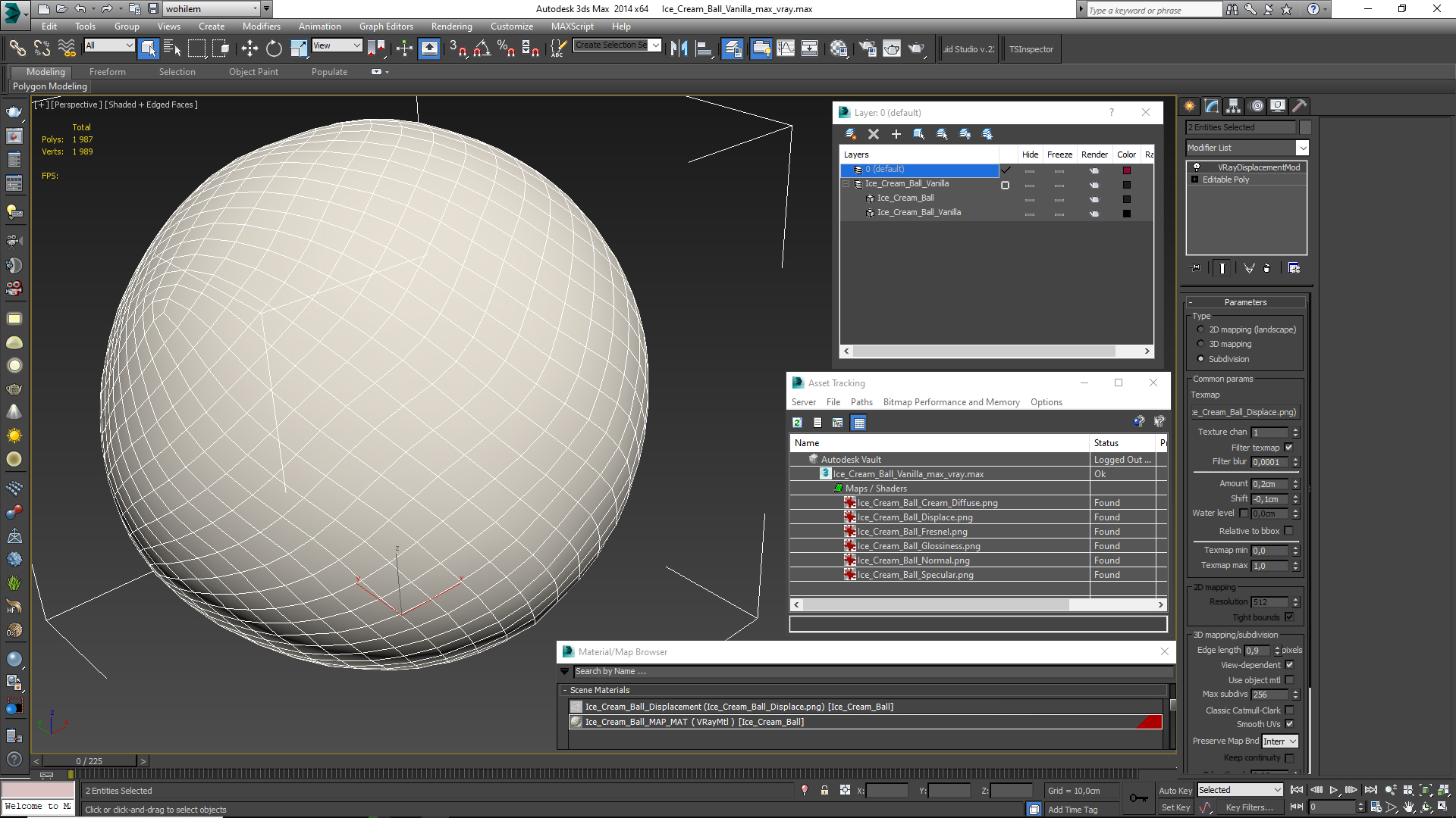 Ice Cream Ball Vanilla 3D