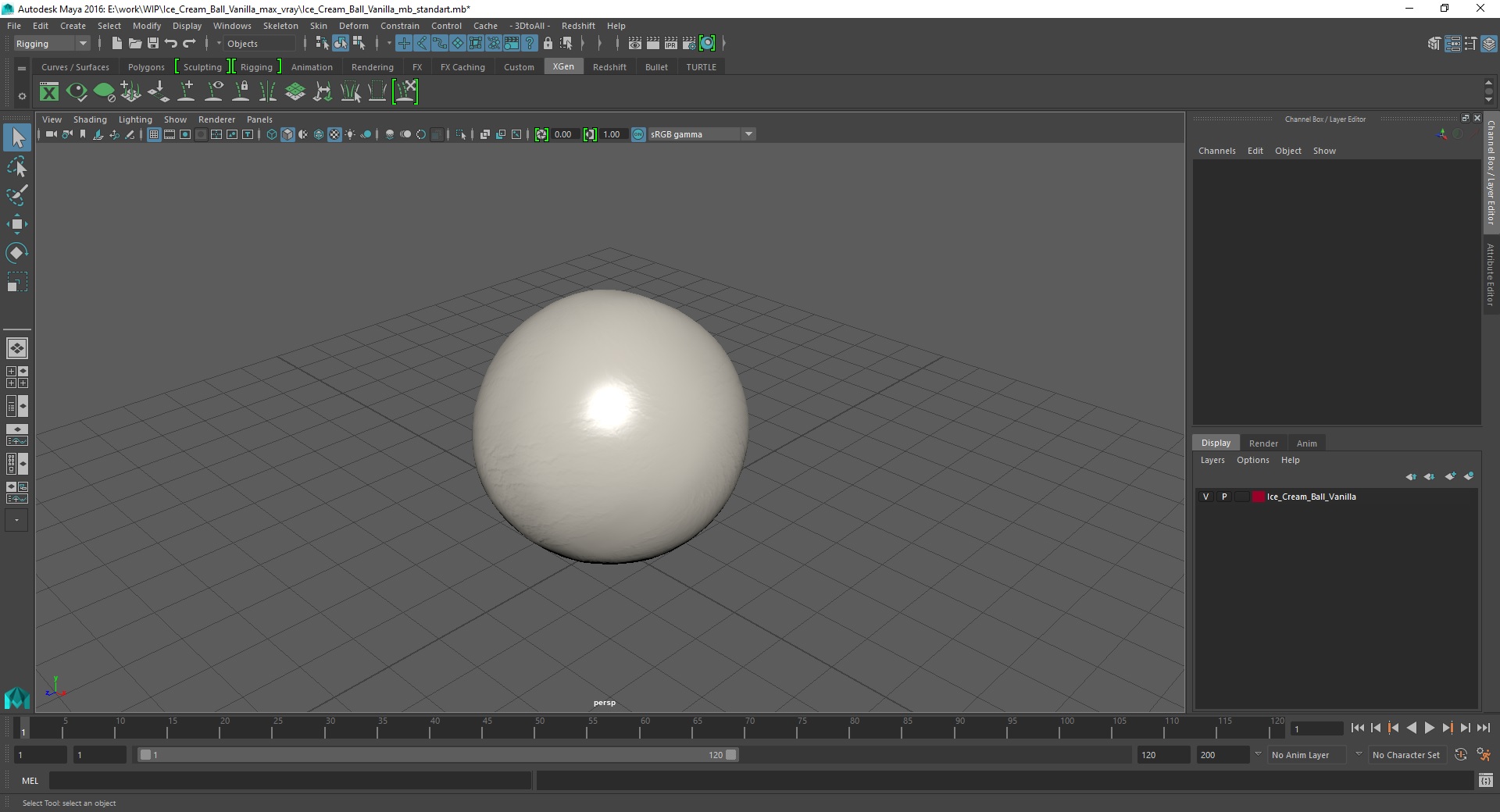 Ice Cream Ball Vanilla 3D