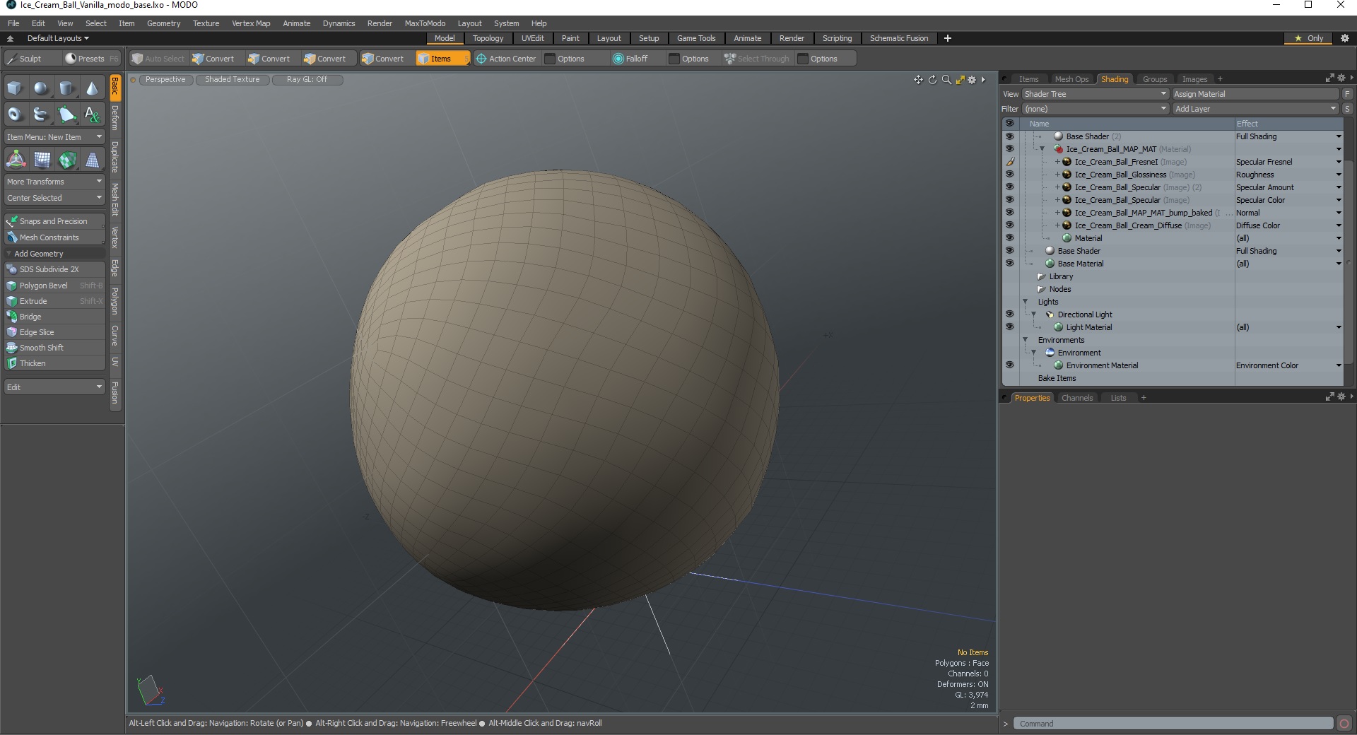 Ice Cream Ball Vanilla 3D