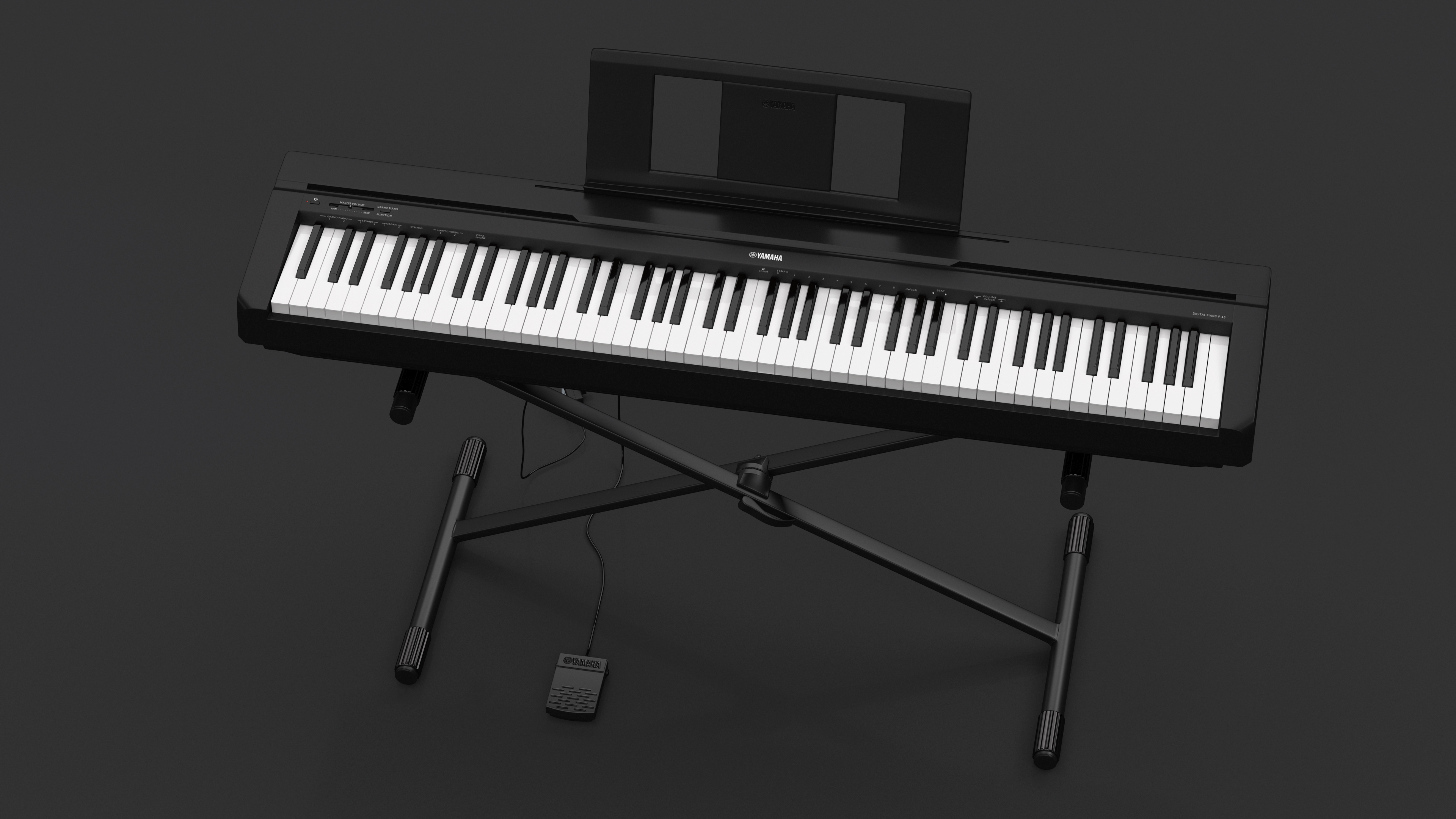 3D Digital Piano Yamaha P45 Stand Mounted model