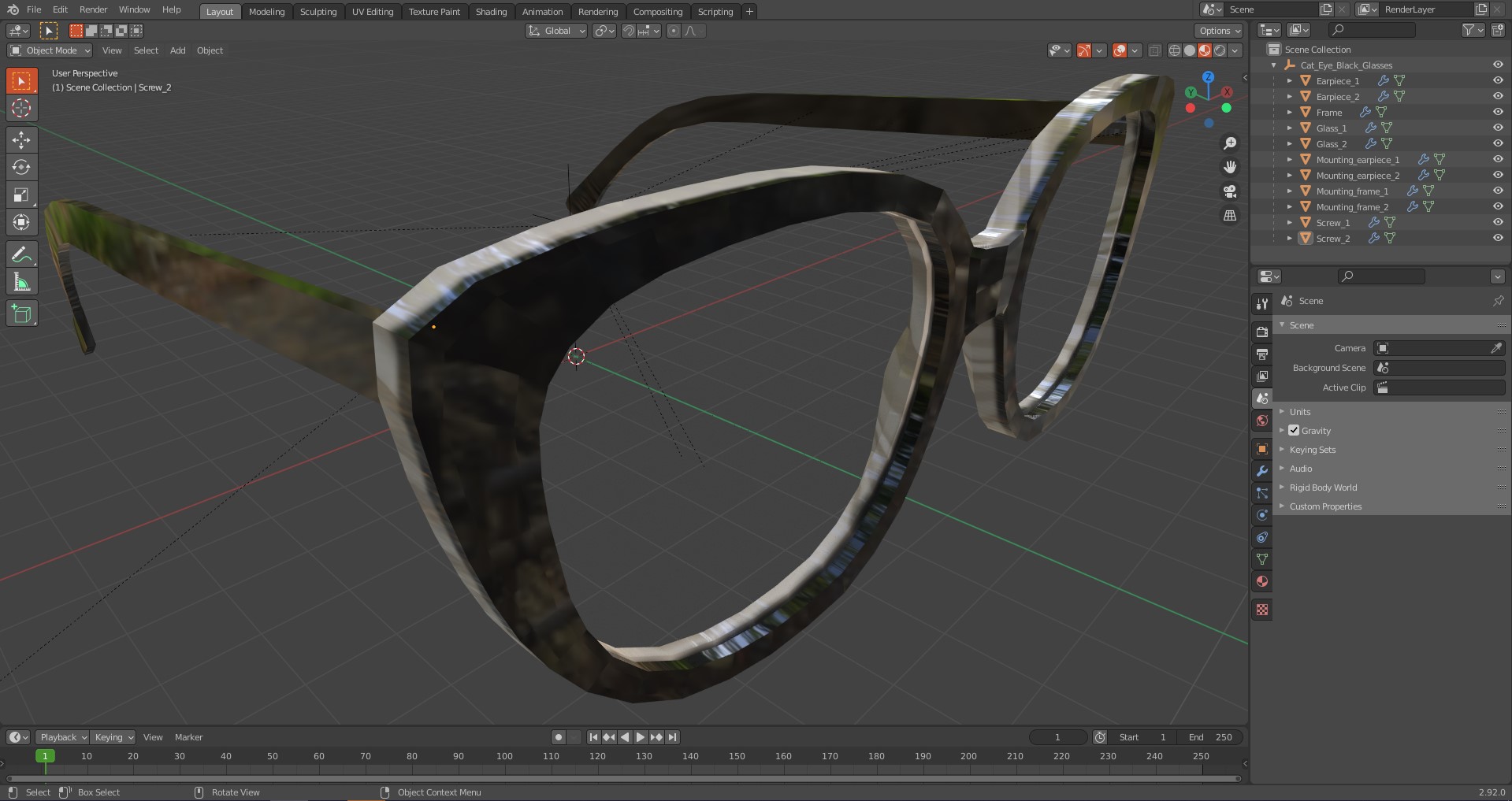 3D Cat Eye Black Glasses