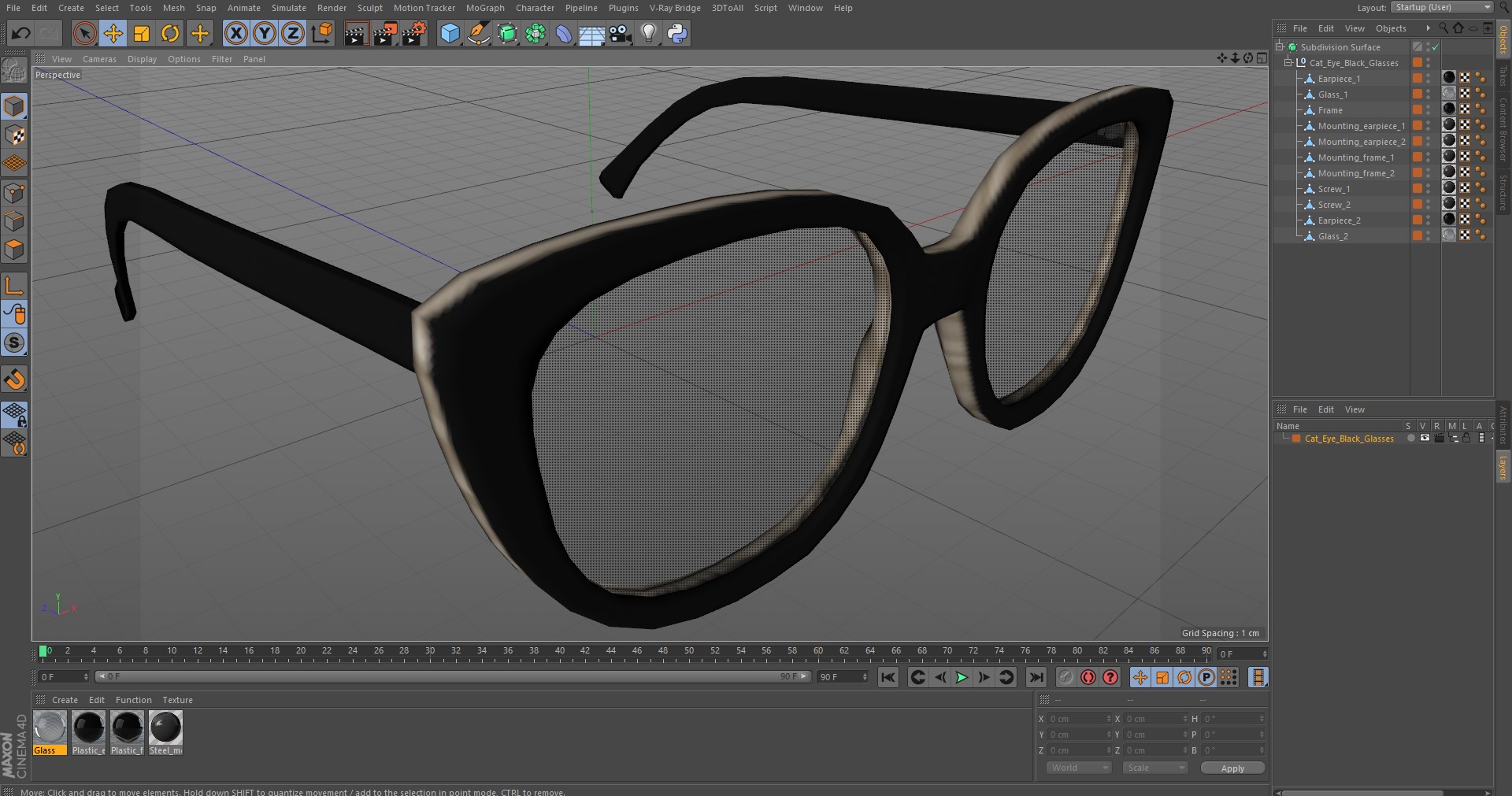 3D Cat Eye Black Glasses