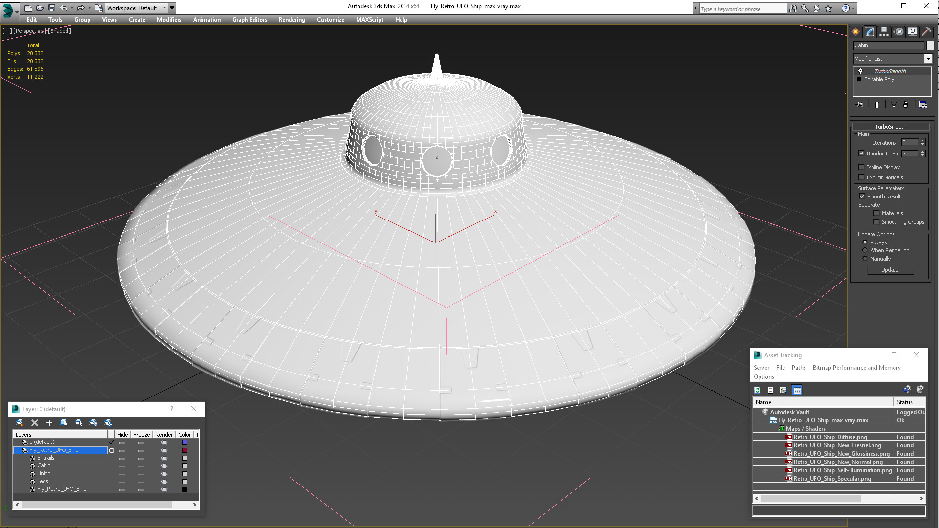 3D Fly Retro UFO Ship model