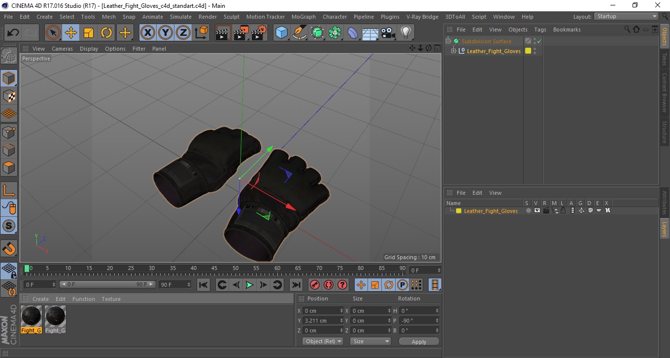 3D model Leather Fight Gloves