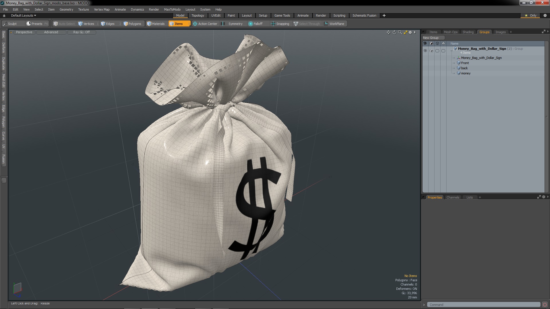 3D Money Bag with Dollar Sign