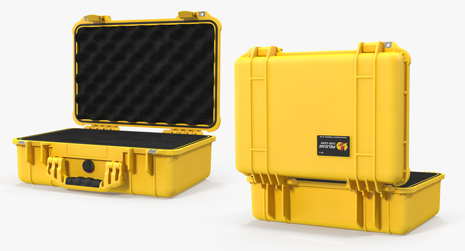 Pelican Case Yellow with Foam 3D model