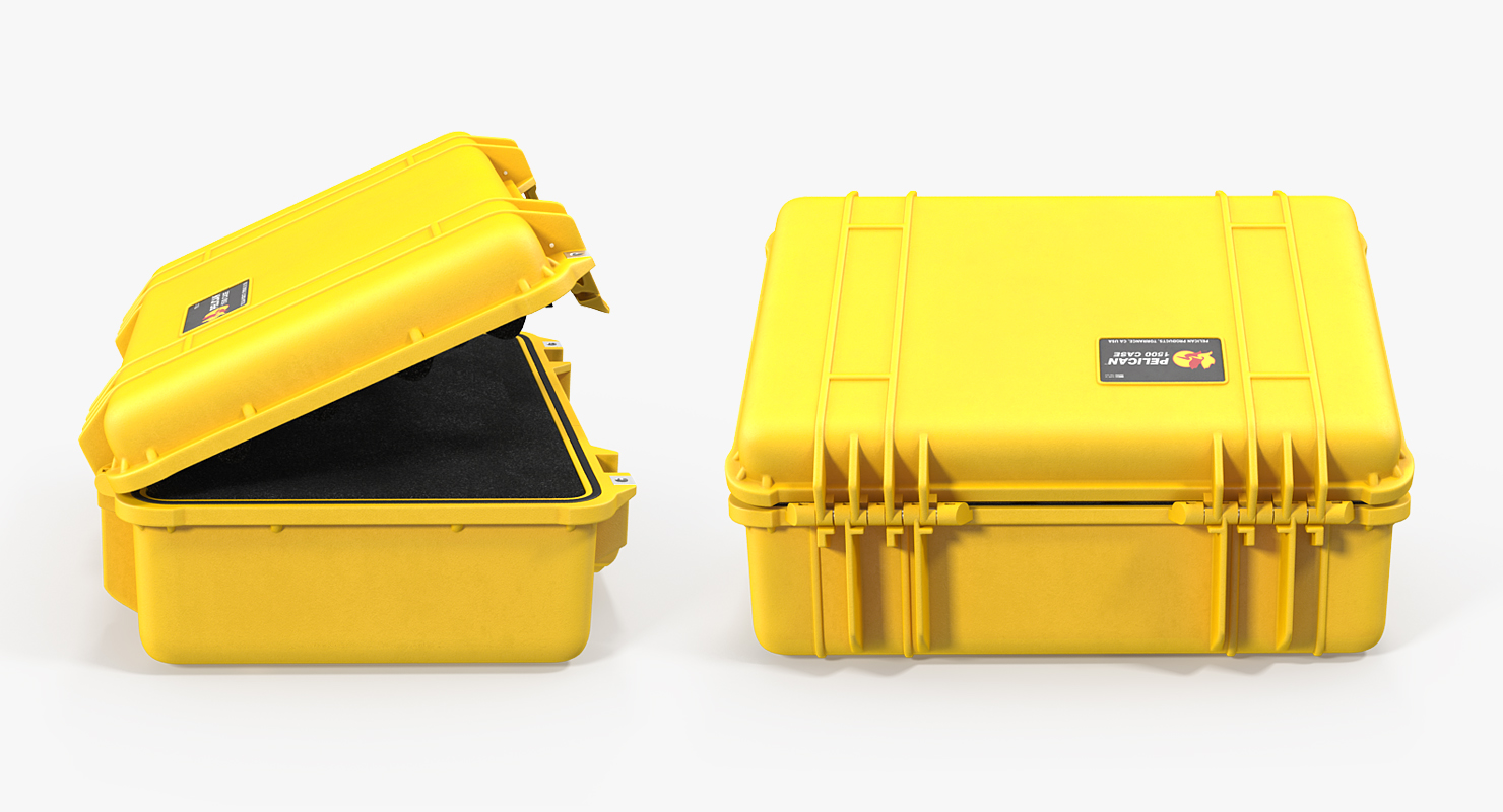 Pelican Case Yellow with Foam 3D model