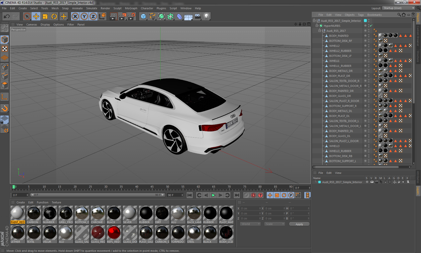 Audi RS5 2017 Simple Interior 3D model