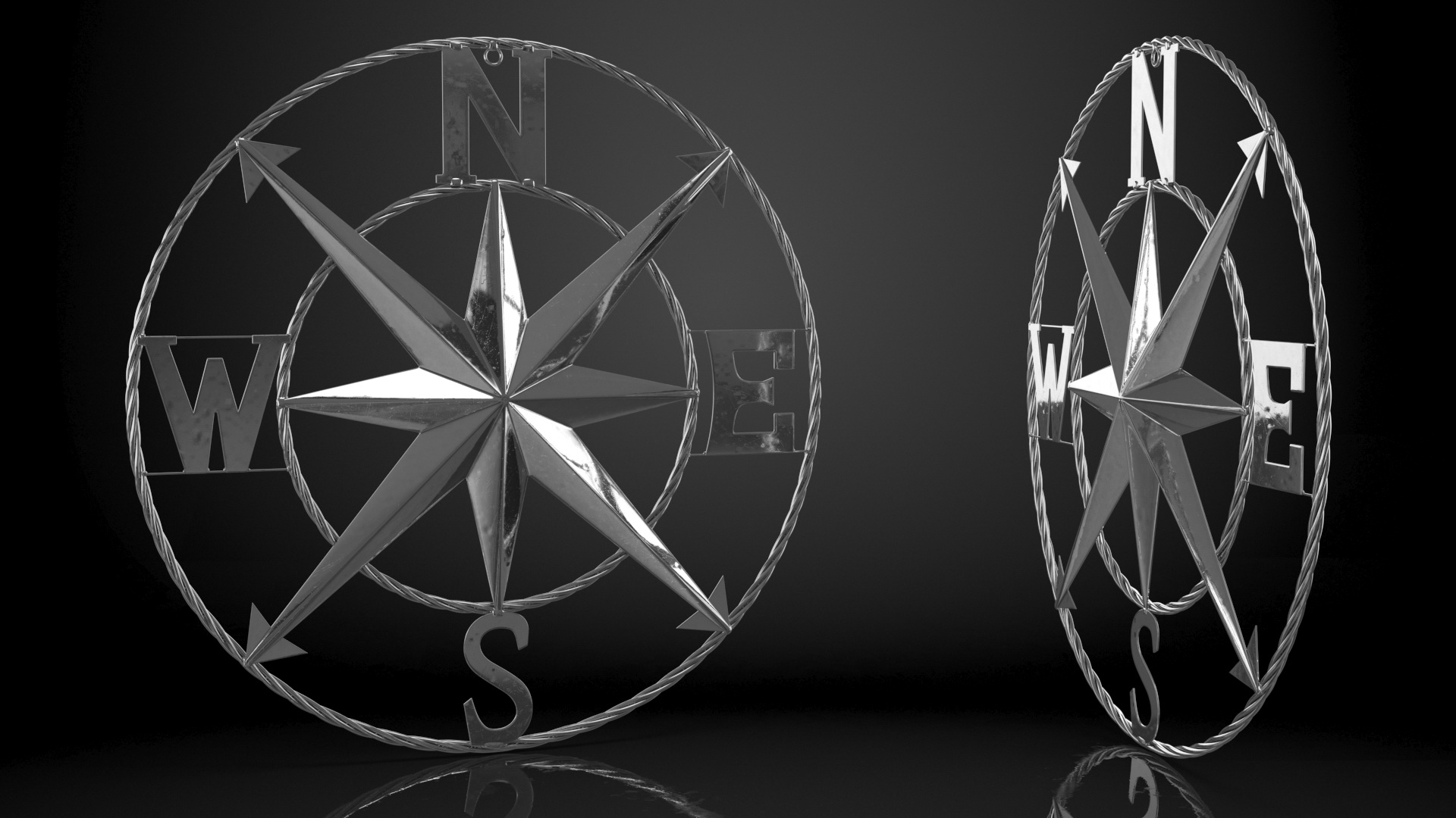 Compass Rose Silver 3D model
