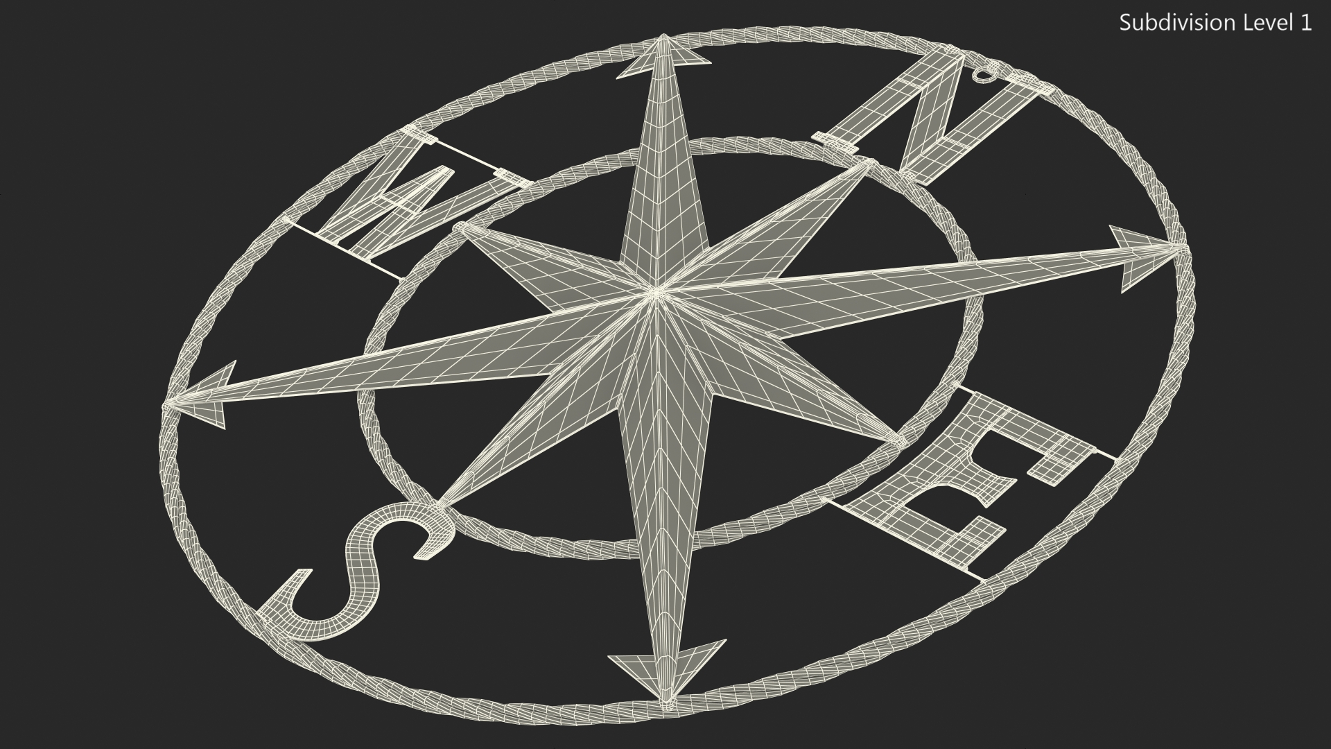 Compass Rose Silver 3D model