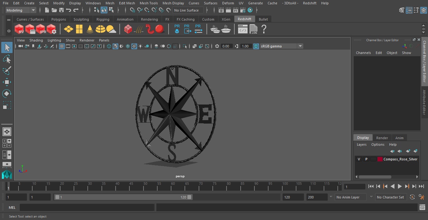 Compass Rose Silver 3D model