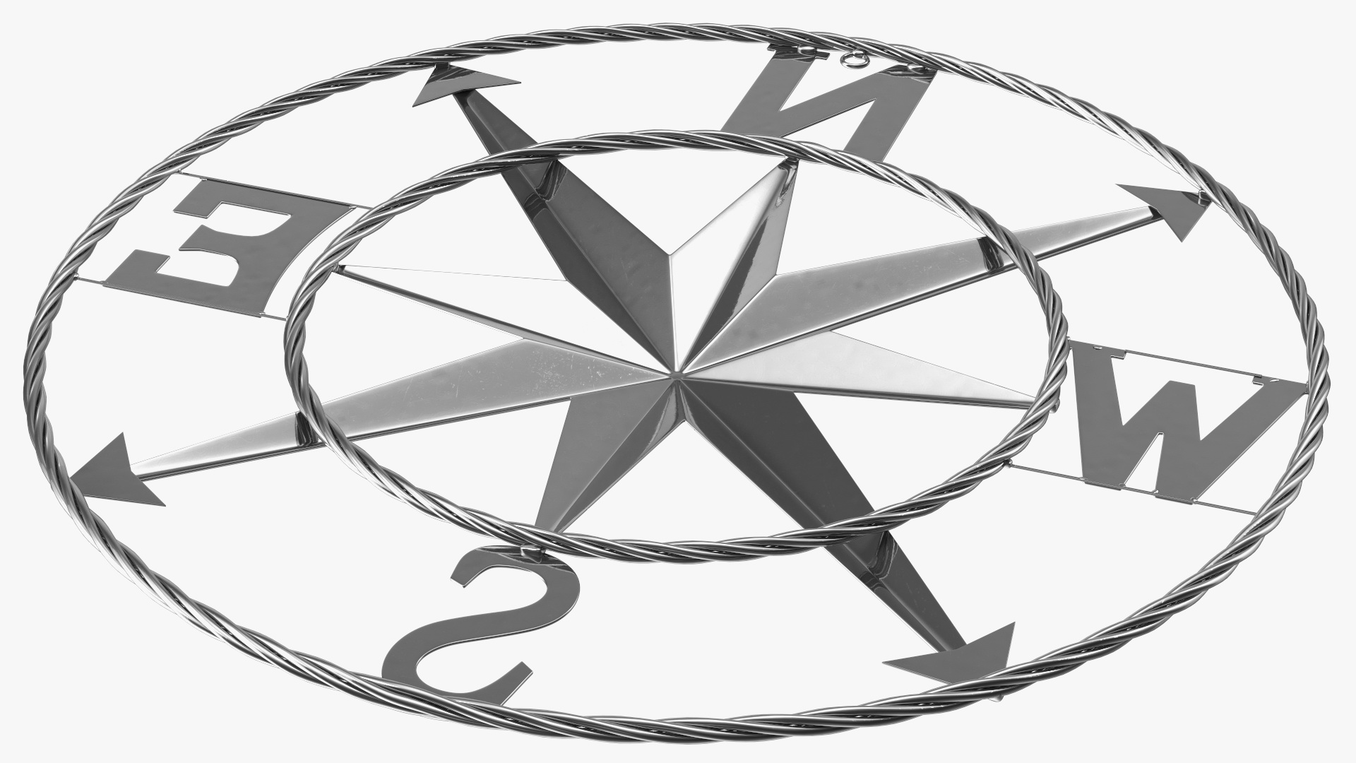 Compass Rose Silver 3D model