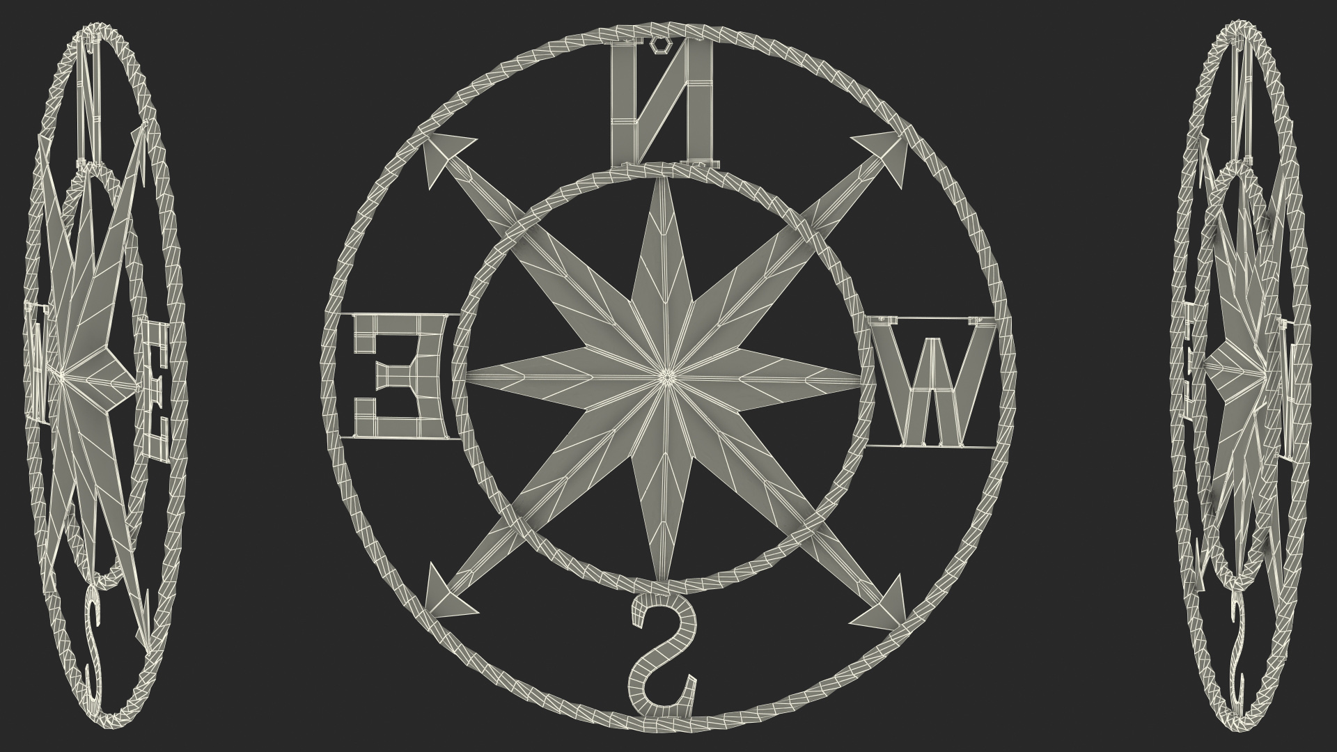 Compass Rose Silver 3D model