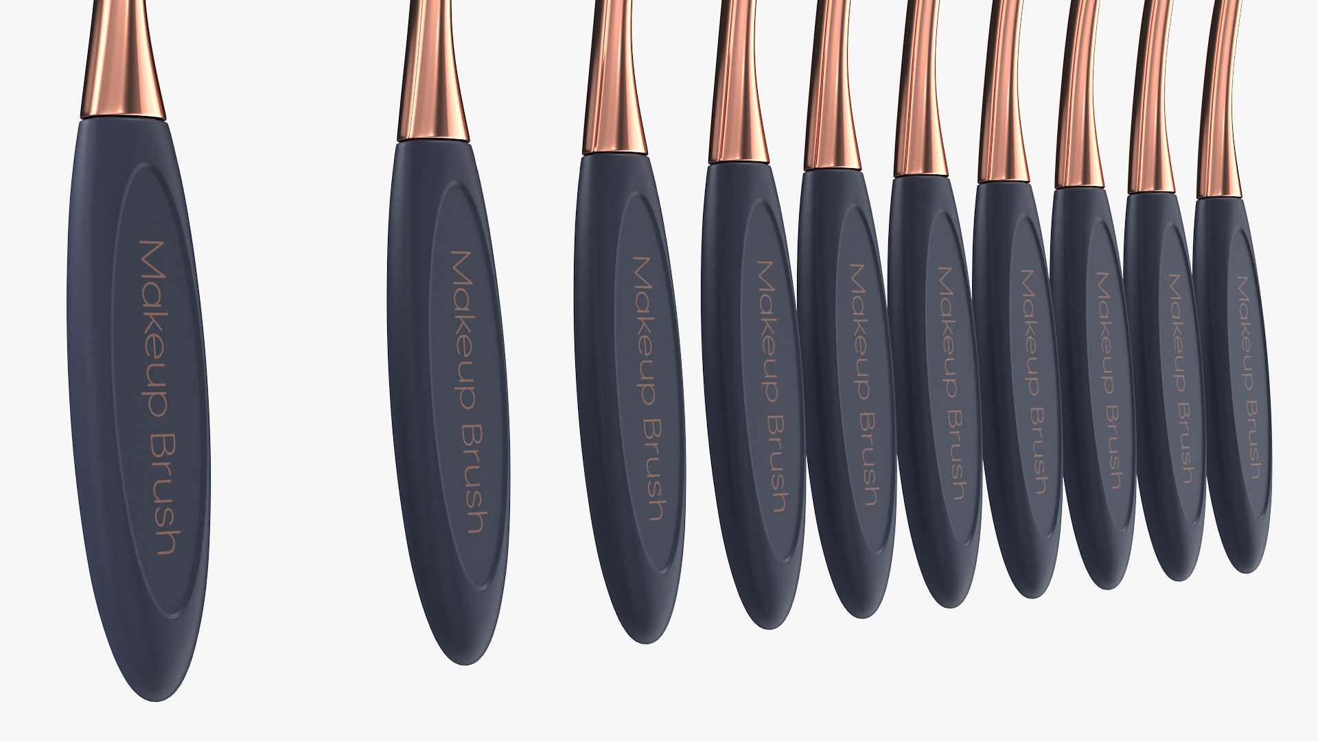 3D Professional Oval Makeup Brush Set Fur model