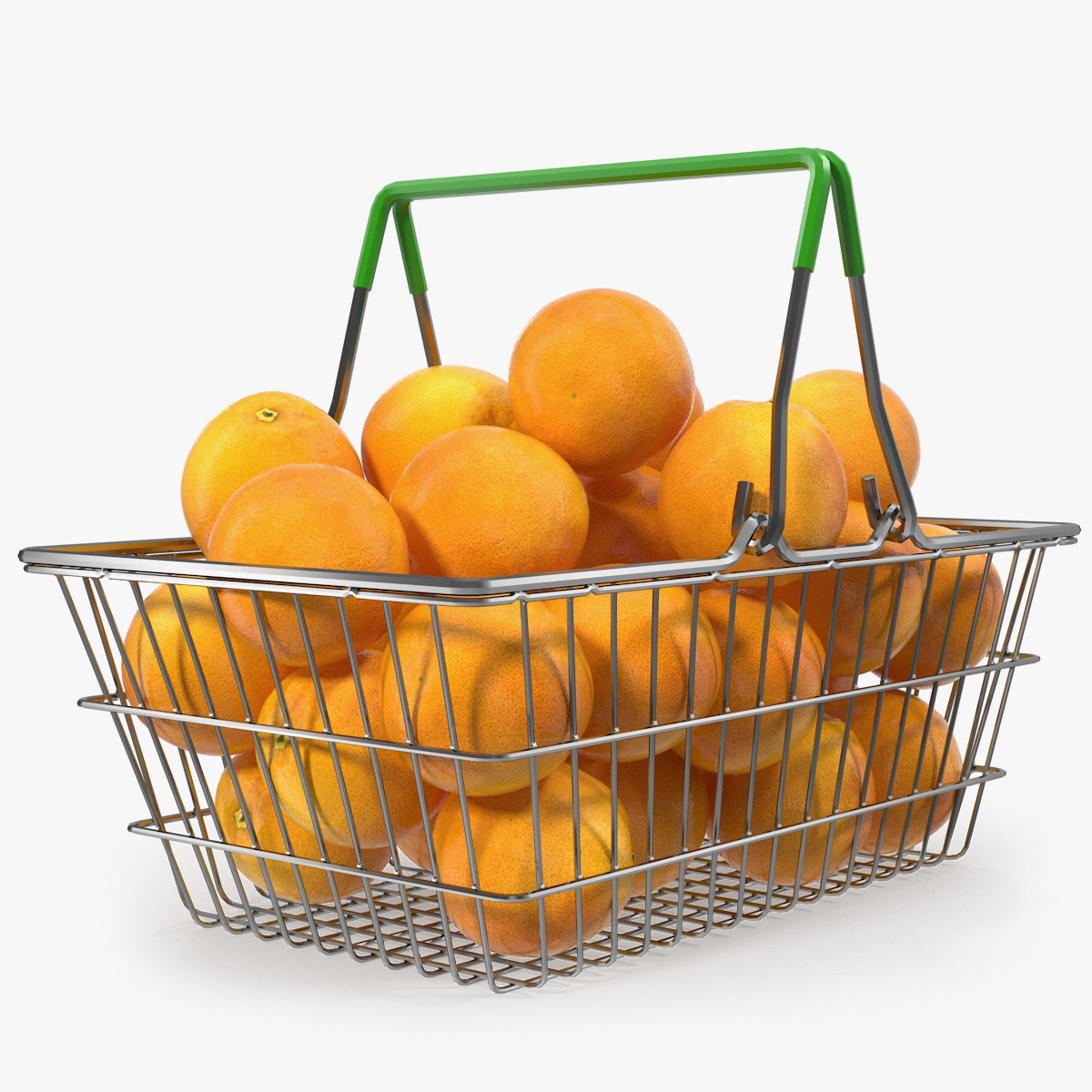 Shopping Basket Filled with Grapefruits 3D Model