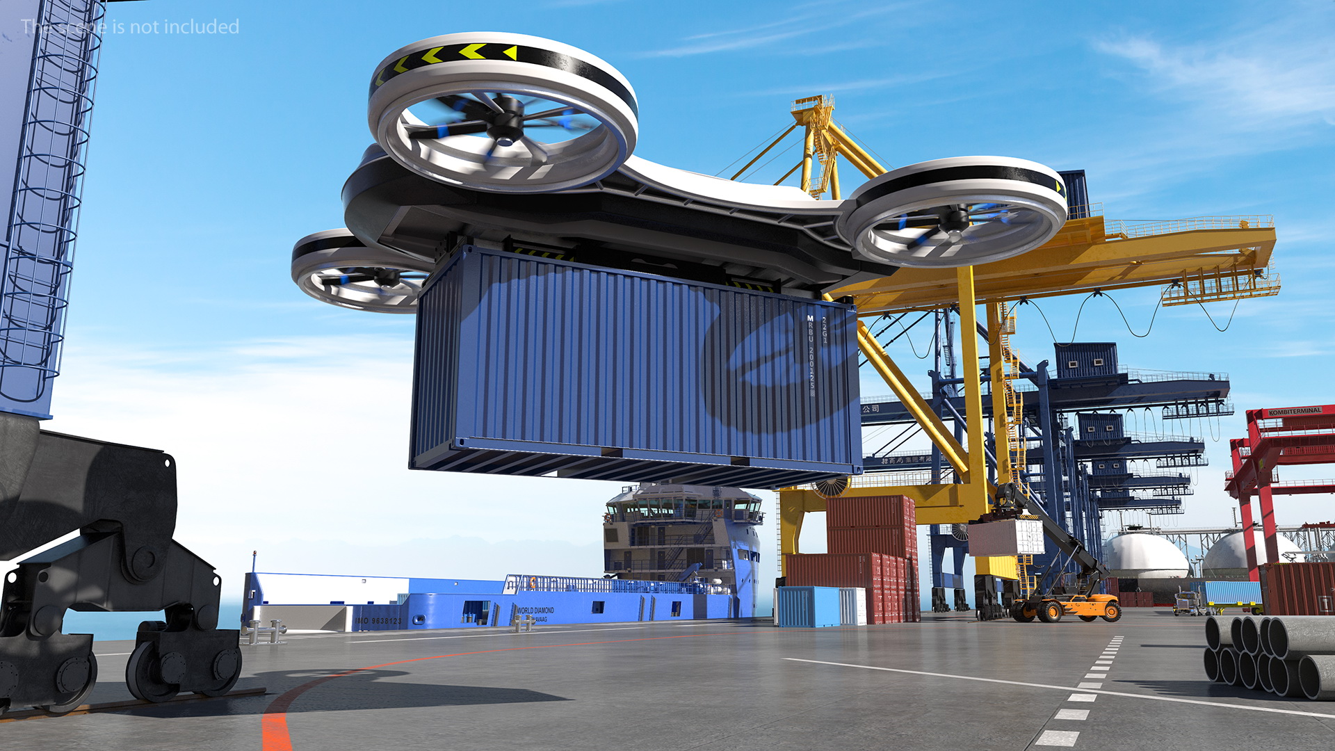Cargo Quadrocopter Drone with Container 3D model