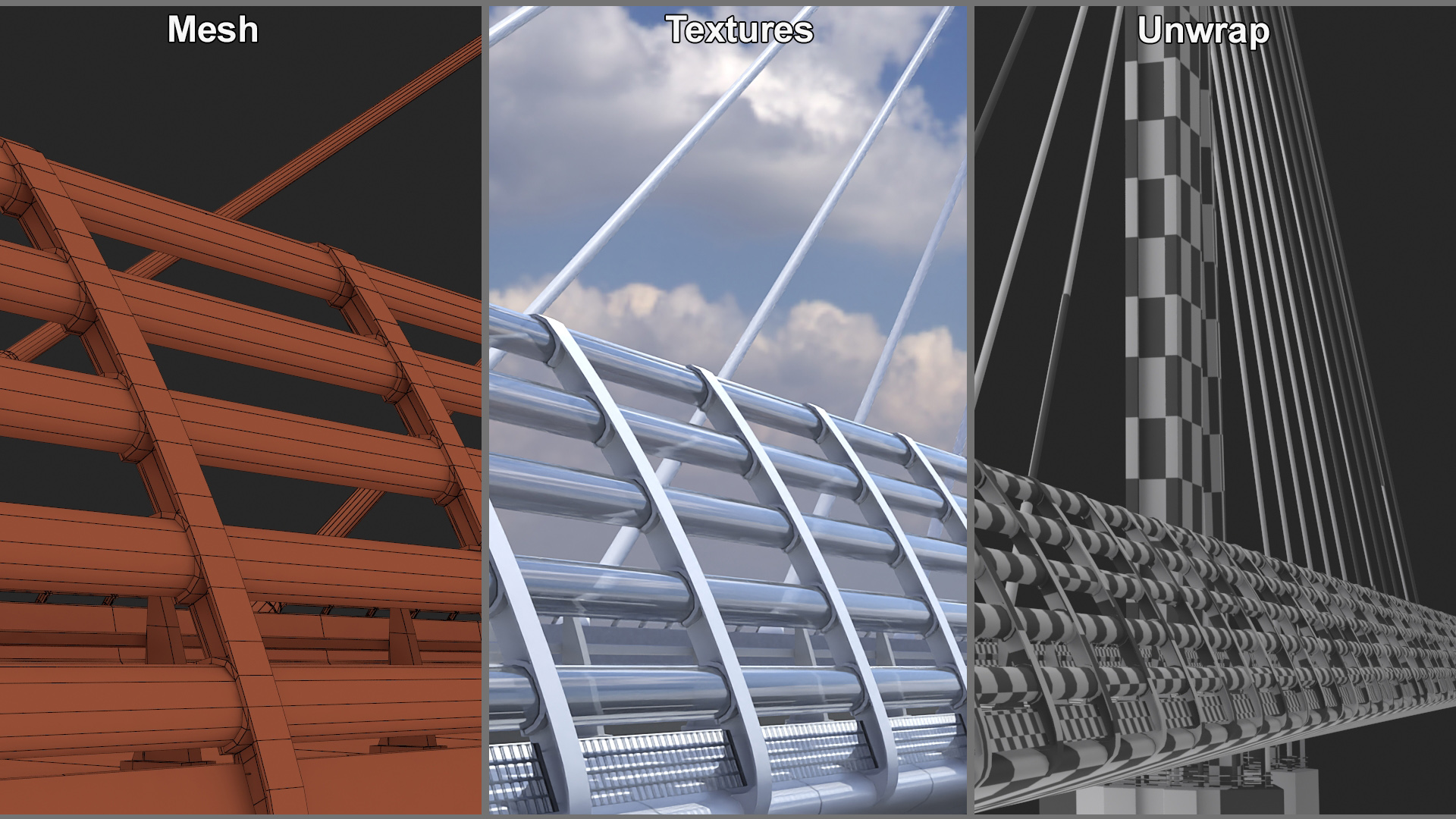 Suspension Bridge Millau Viaduct 3D