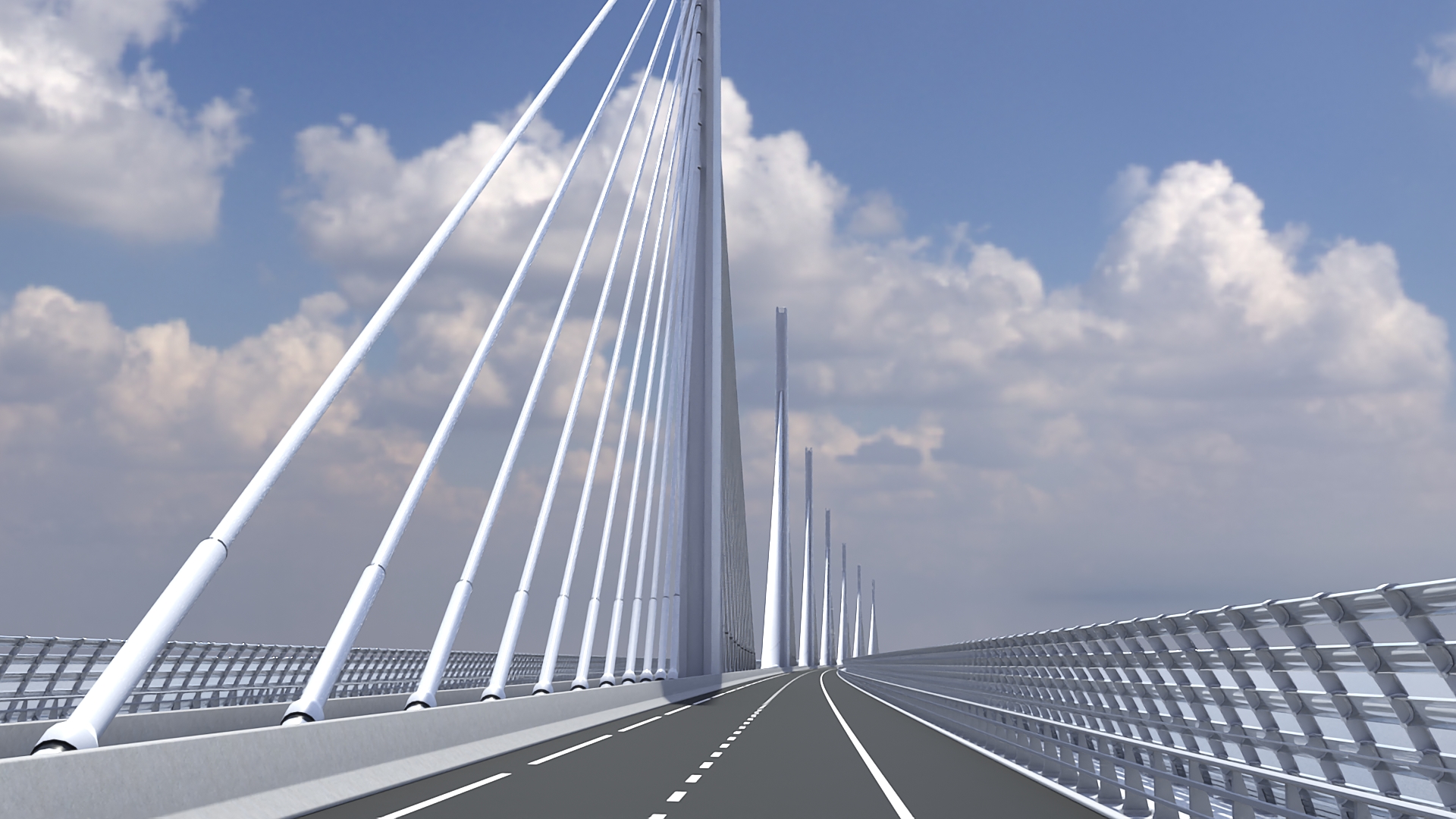 Suspension Bridge Millau Viaduct 3D