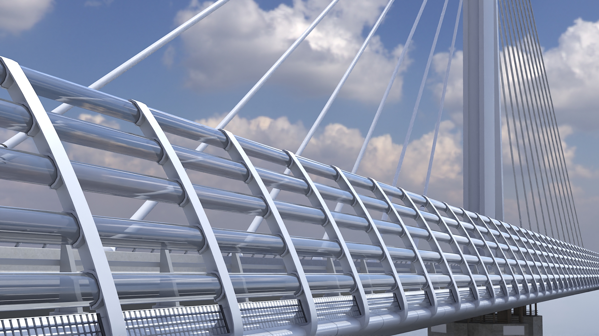 Suspension Bridge Millau Viaduct 3D