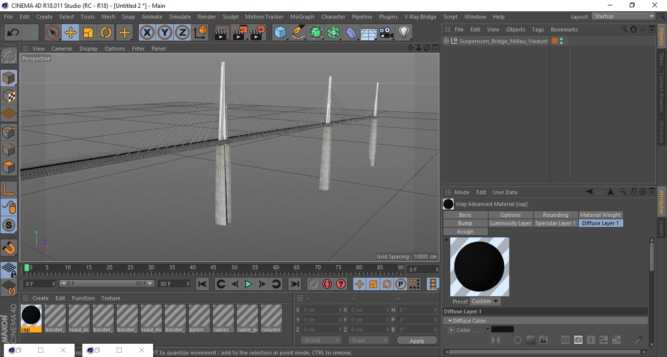 Suspension Bridge Millau Viaduct 3D