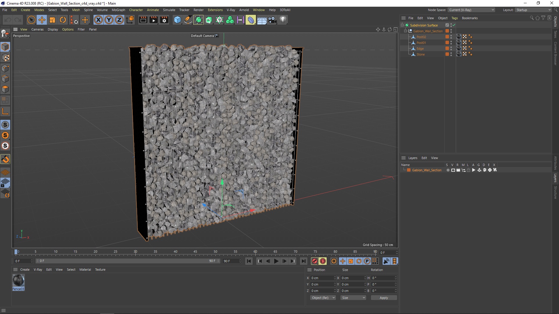Gabion Wall Section 3D model